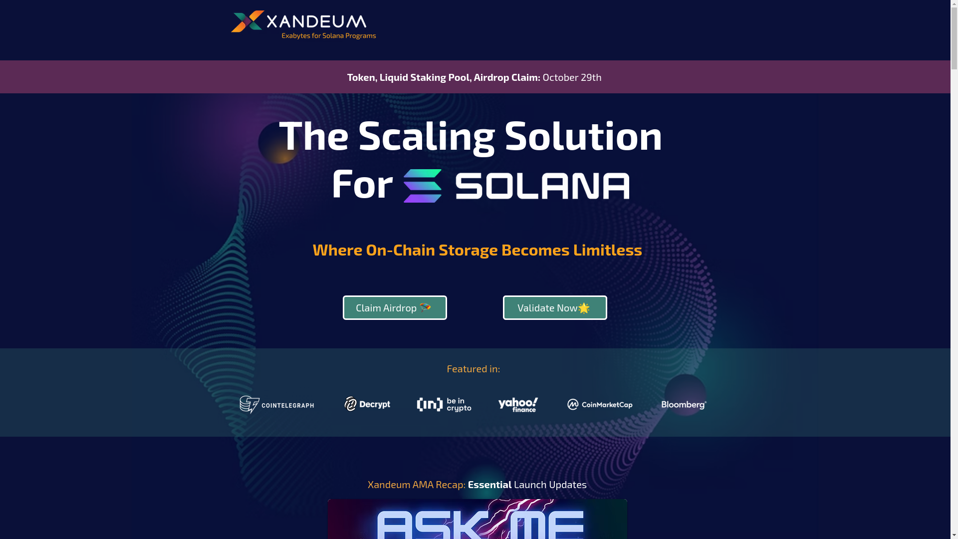 website screenshot of https://xandeum.pages.dev/