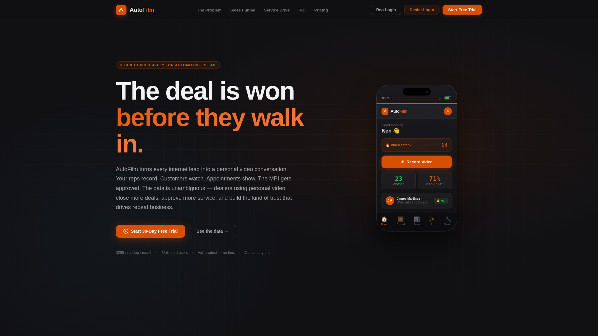 website screenshot of https://autofilm.app/