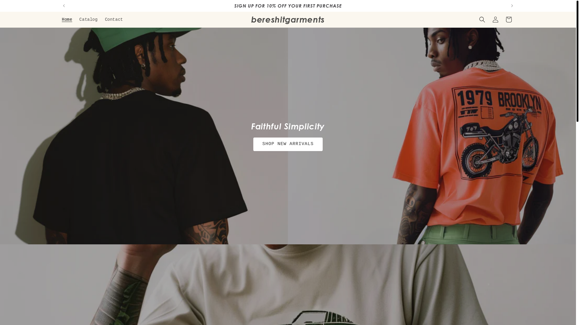 website screenshot of https://bereshitgarments.store/