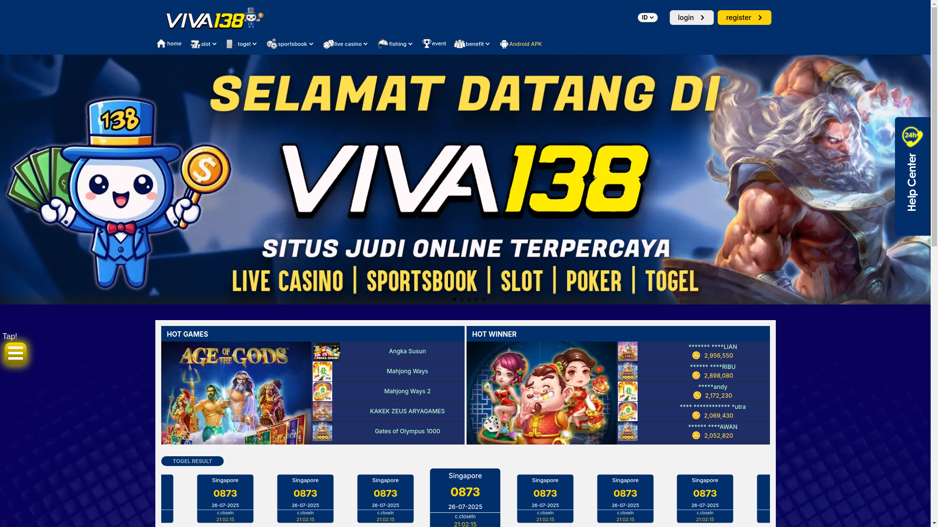 website screenshot of https://viva138mvp.store/