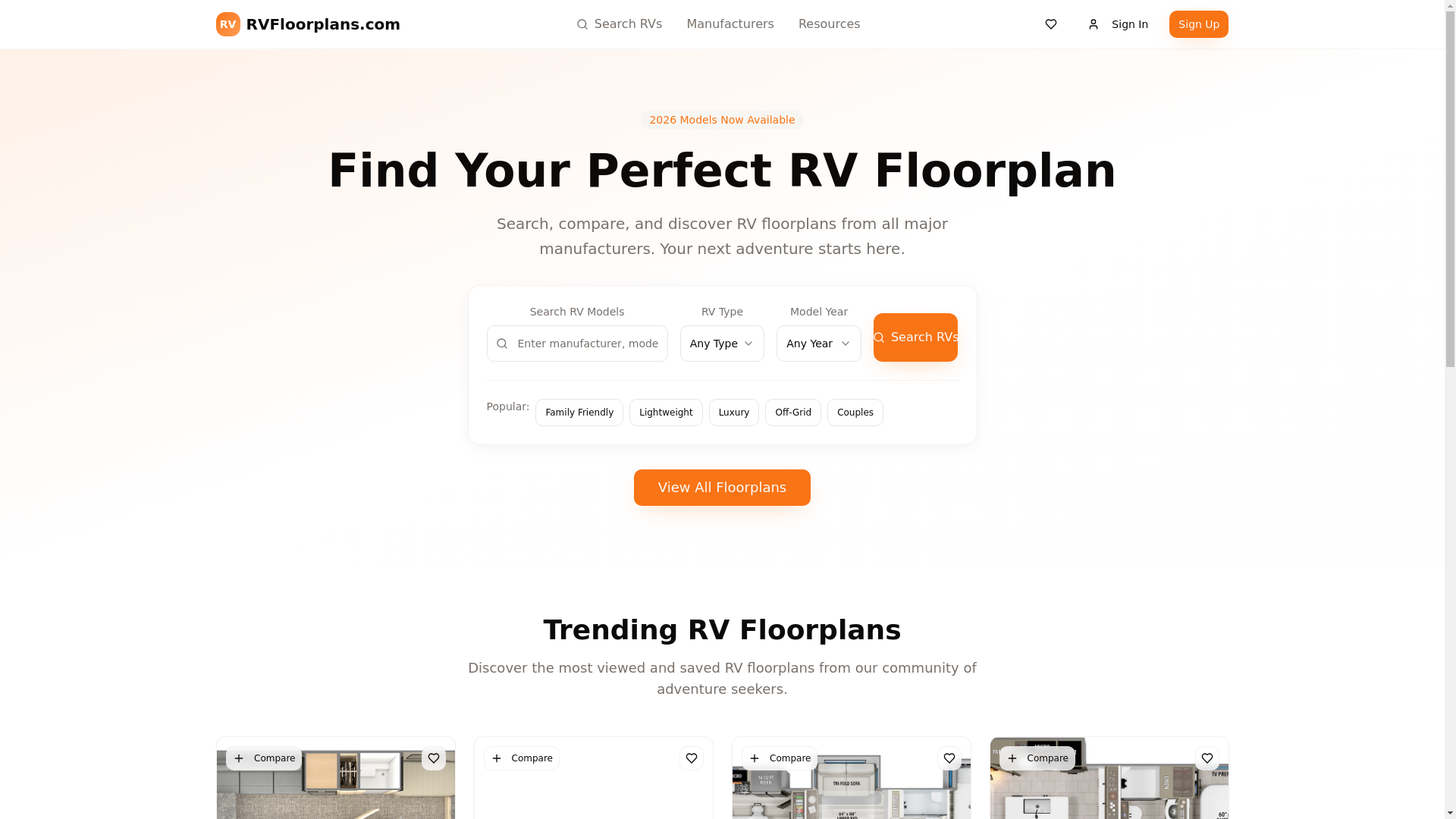 website screenshot of https://rvfloorplans.app/