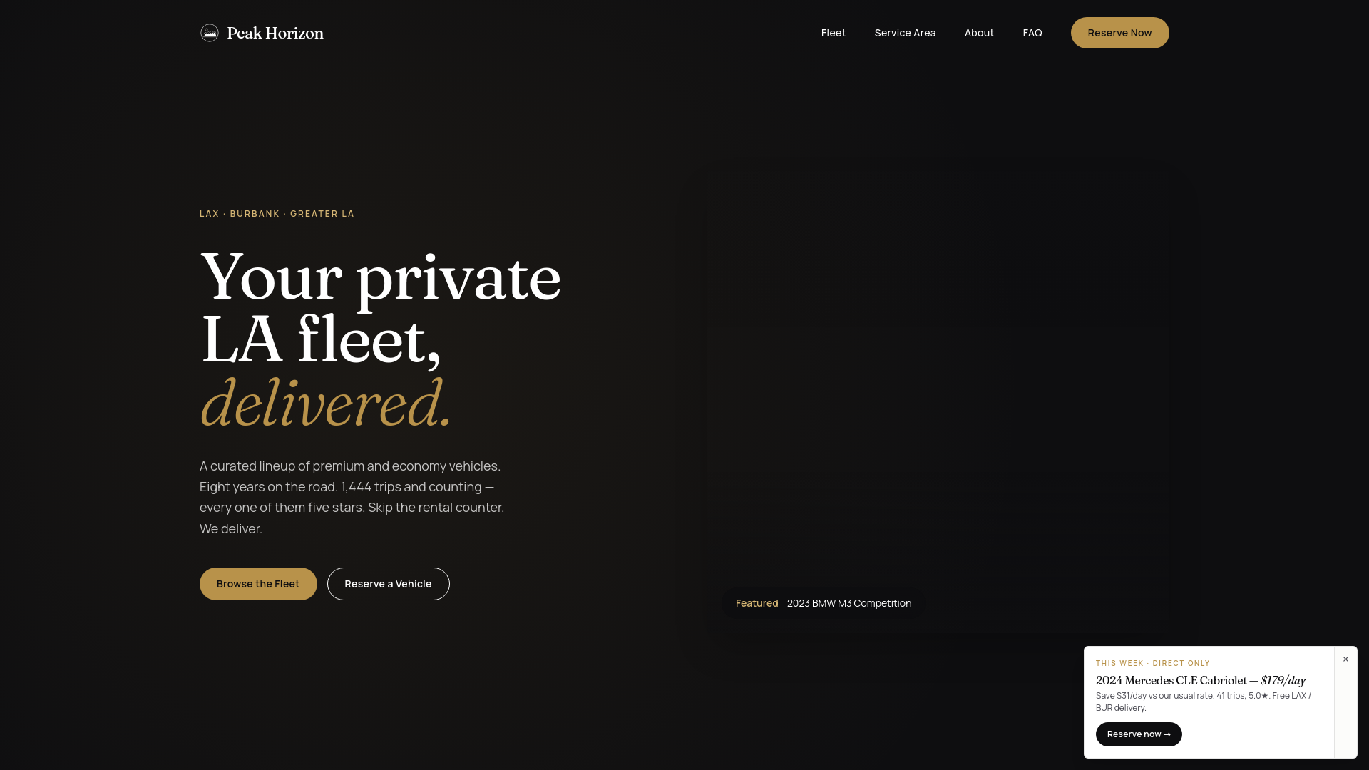 website screenshot of https://peakhorizonla.com/