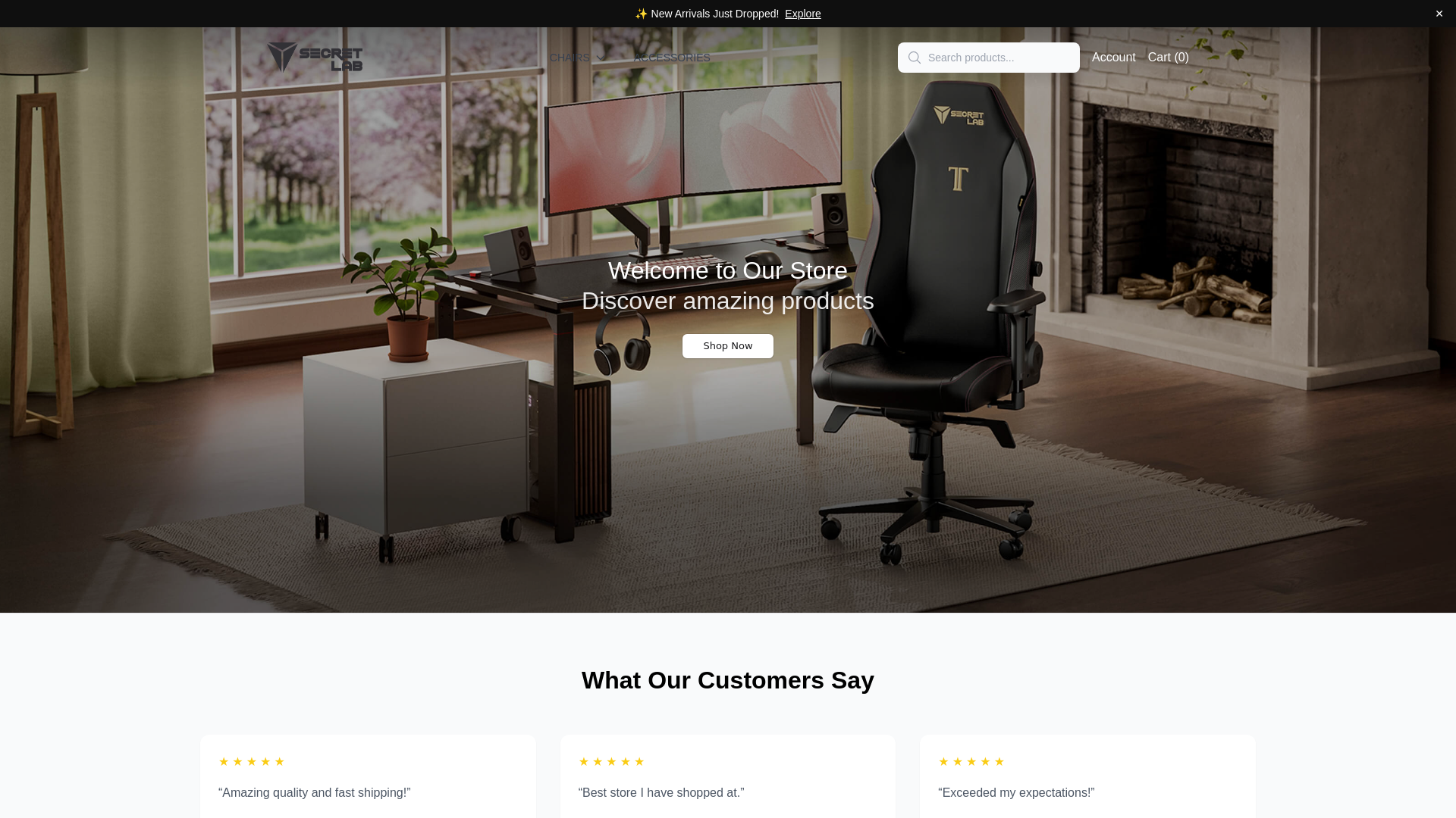 website screenshot of https://secretlabhq.shop/
