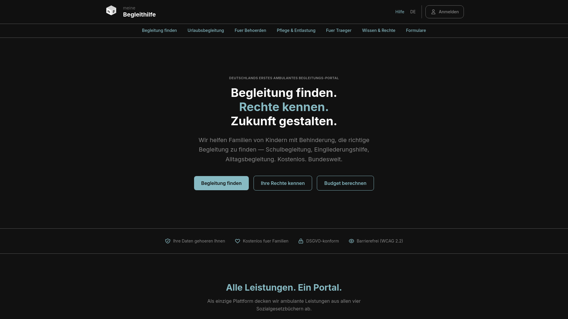 website screenshot of https://meine-begleithilfe.de