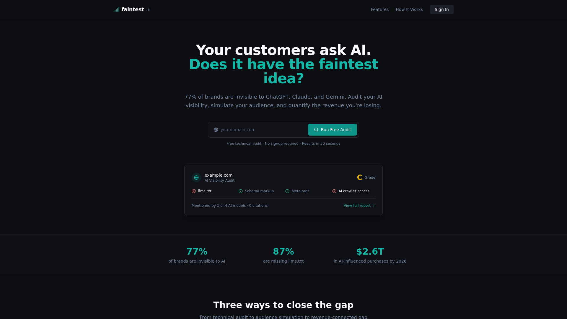 website screenshot of https://faintest.pages.dev/