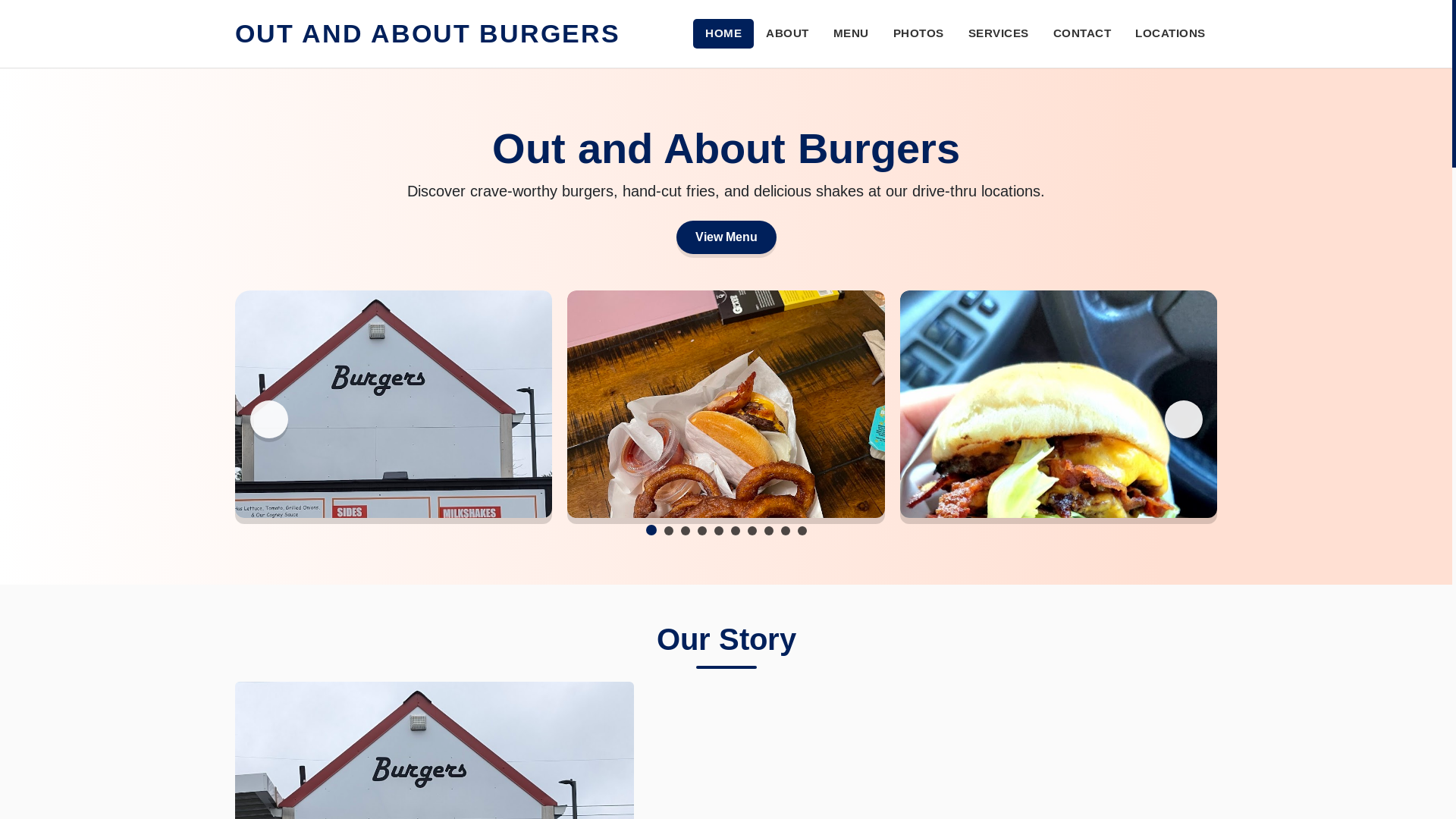 website screenshot of https://out-and-about-burger.pages.dev/