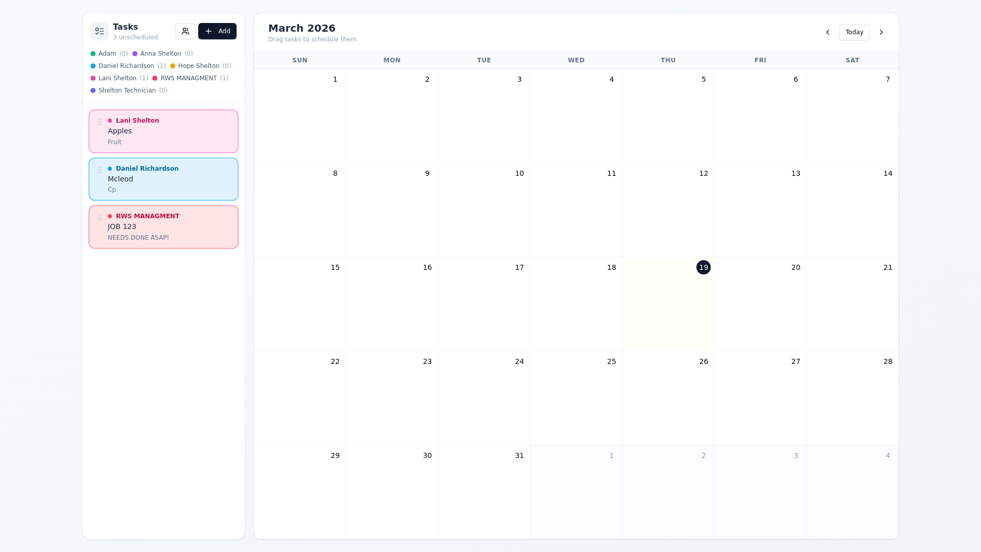website screenshot of https://rws-calendar.com/