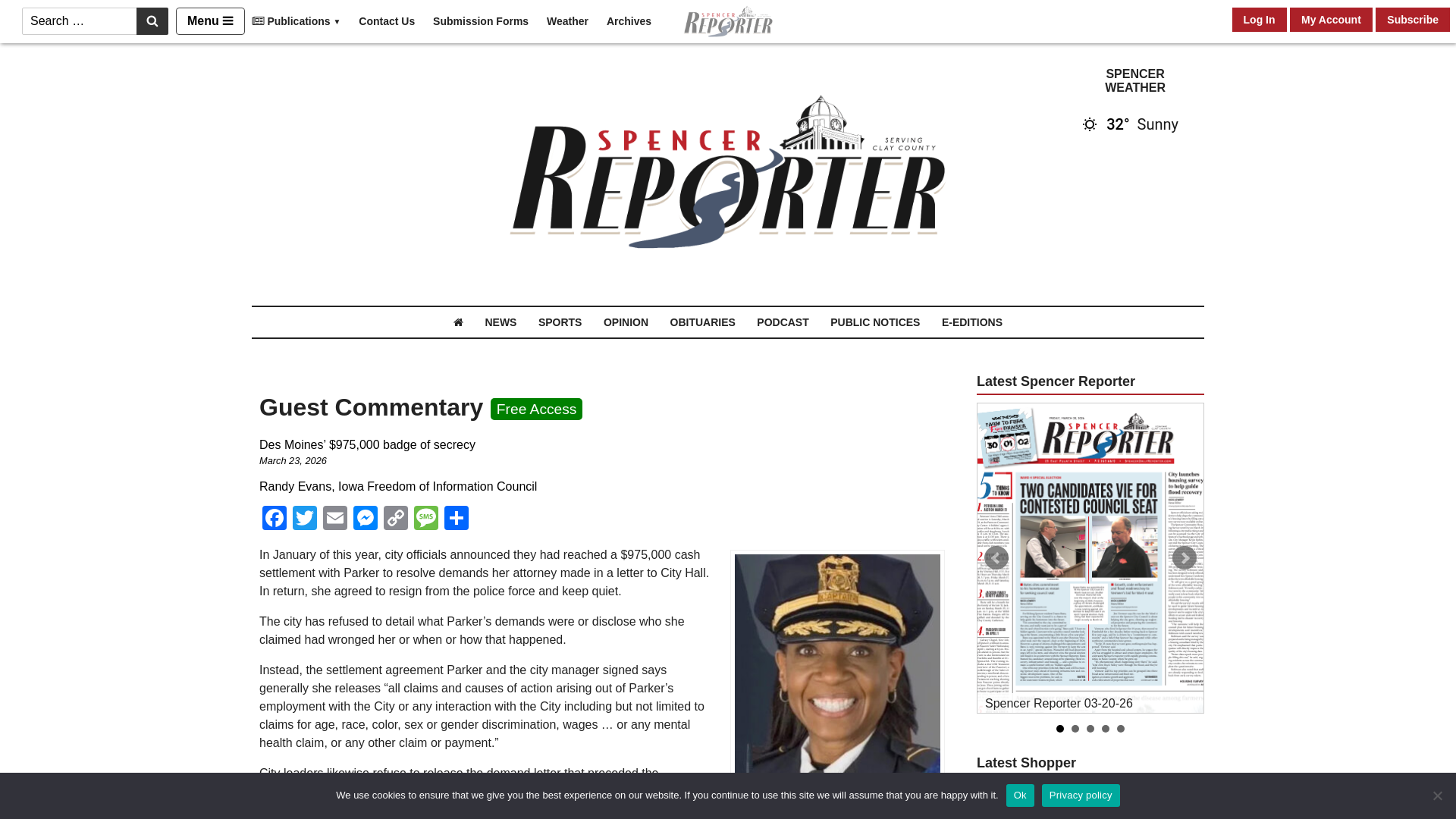website screenshot of https://www.spencerdailyreporter.com/articles/opinions-spencerreporter-2/guest-commentary-62/
