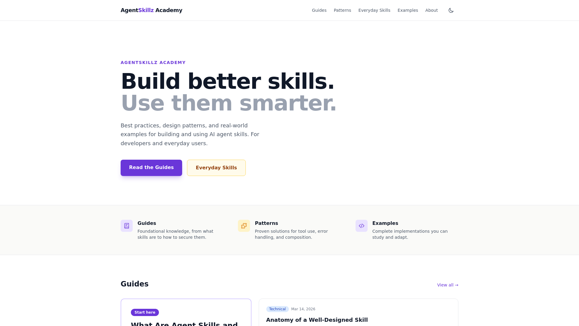 website screenshot of https://agentskillz-academy.pages.dev/