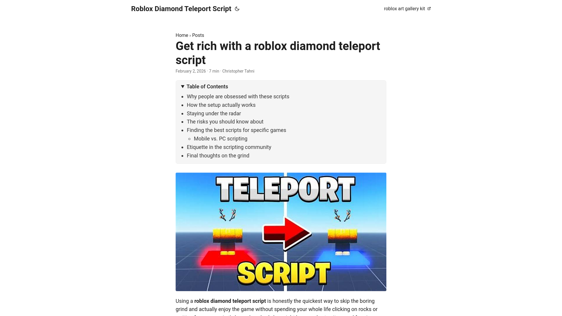 website screenshot of https://roblox-diamond-teleport-script.pages.dev/