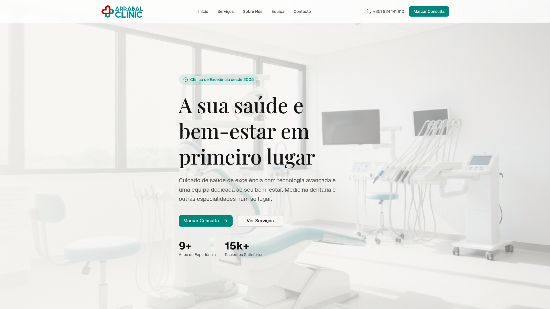 website screenshot of https://arrabalclinic.pt/