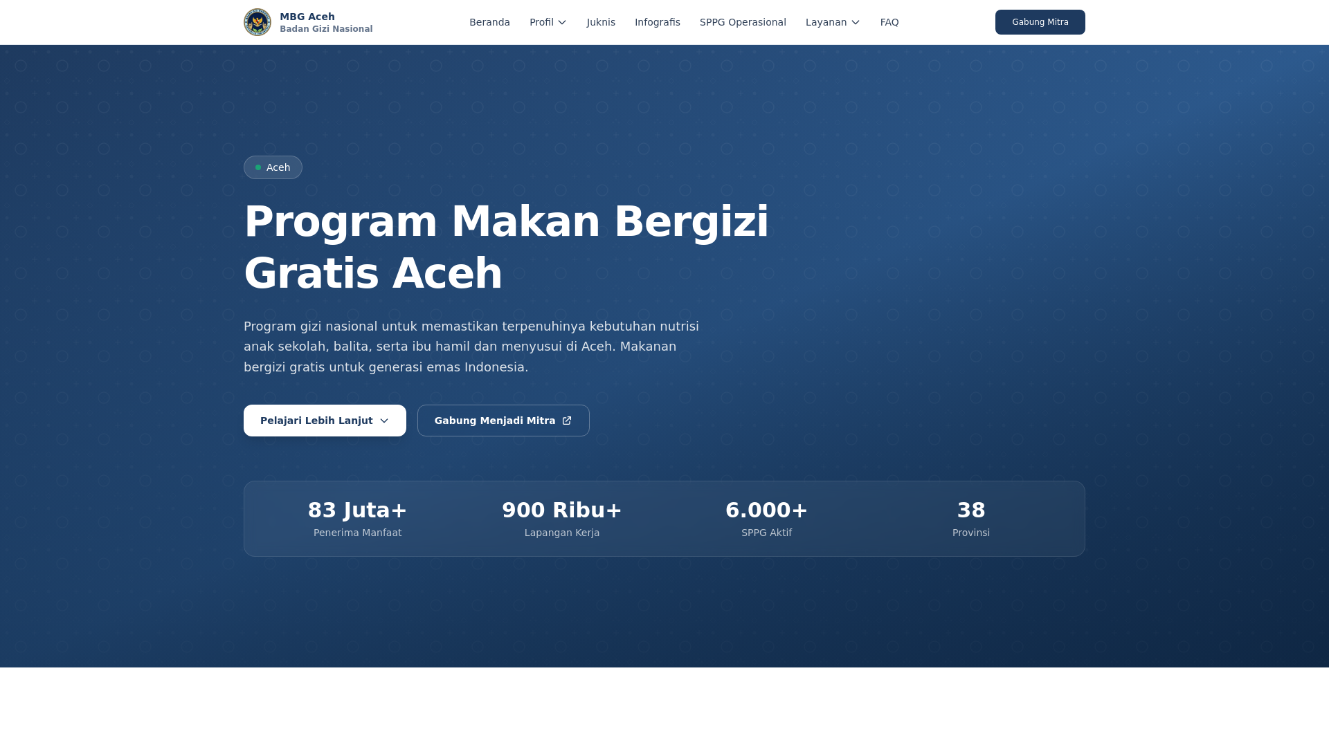 website screenshot of https://mbgaceh.my.id/