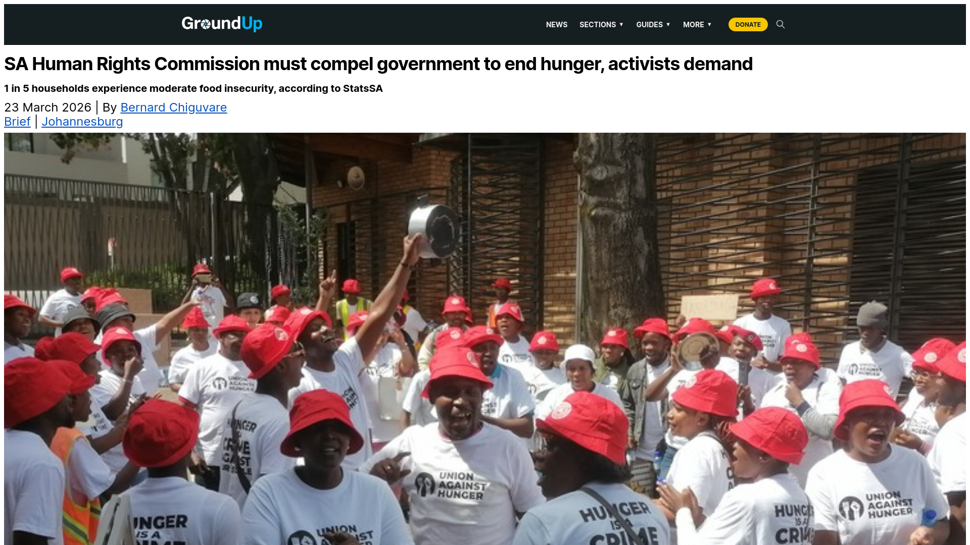 website screenshot of https://groundup.org.za/article/activists-call-on-government-to-end-hunger/