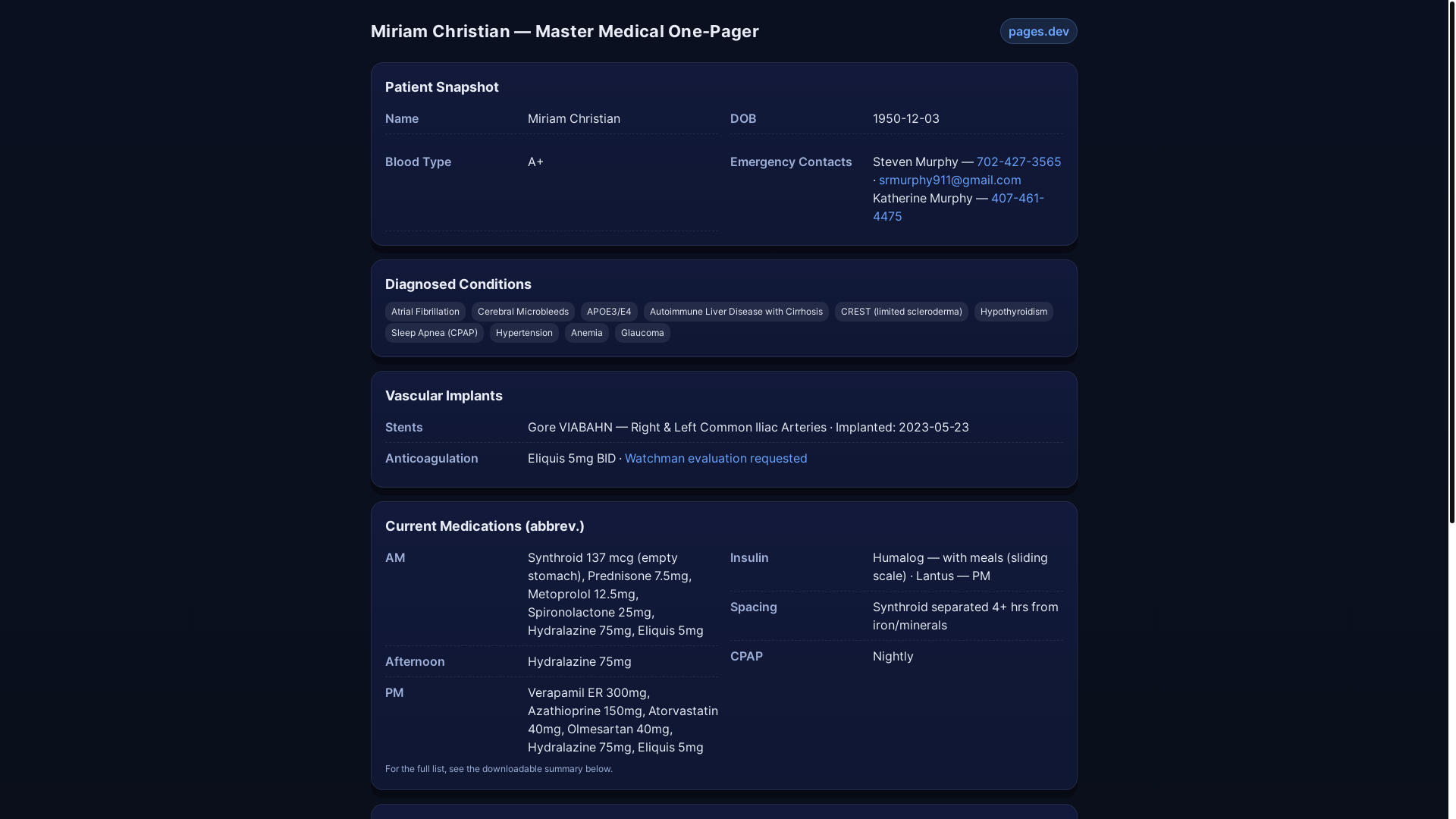 website screenshot of https://miriamchristianmedicalsummary.pages.dev/