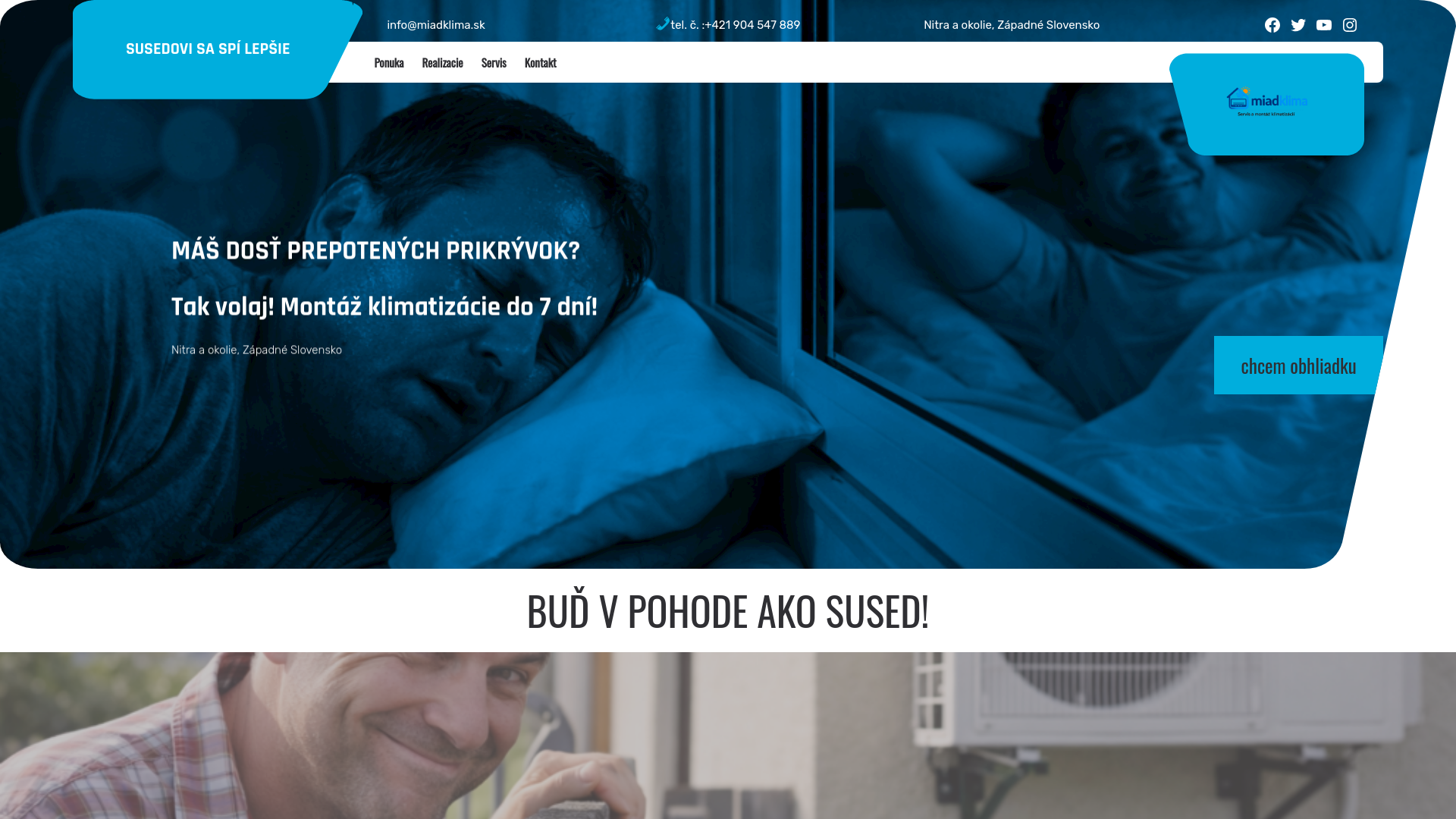 website screenshot of https://miadklima.sk/