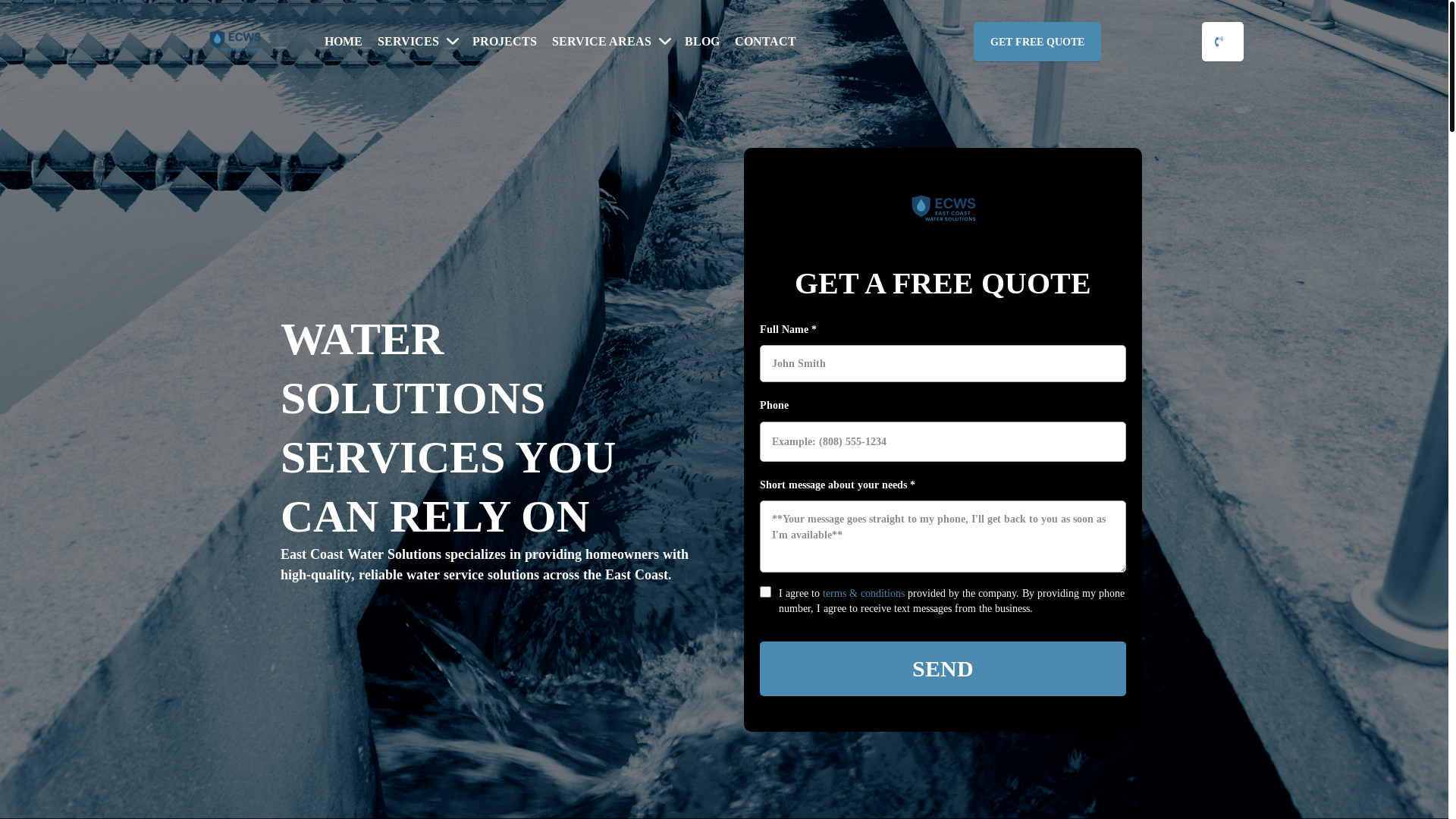 website screenshot of https://eastcoastwatersolutions.org/