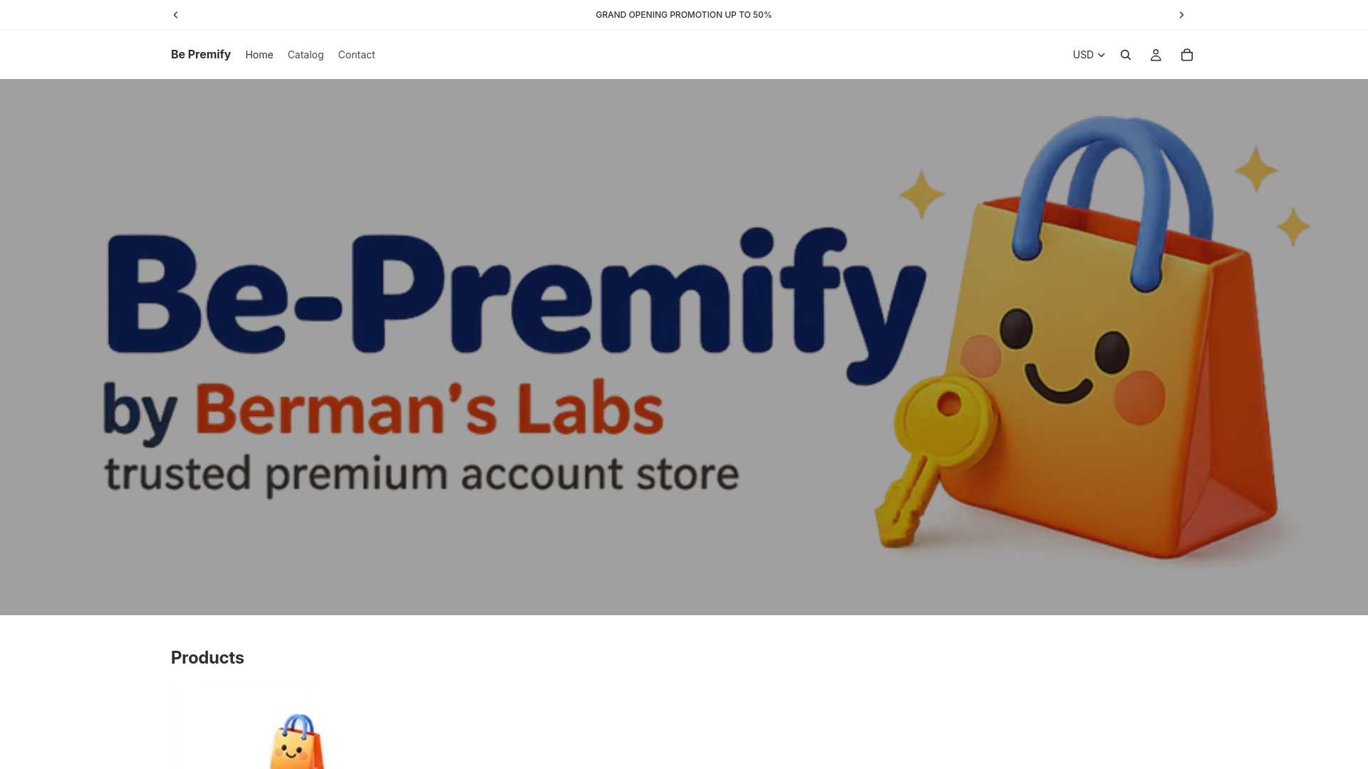 website screenshot of https://bepremify.store/
