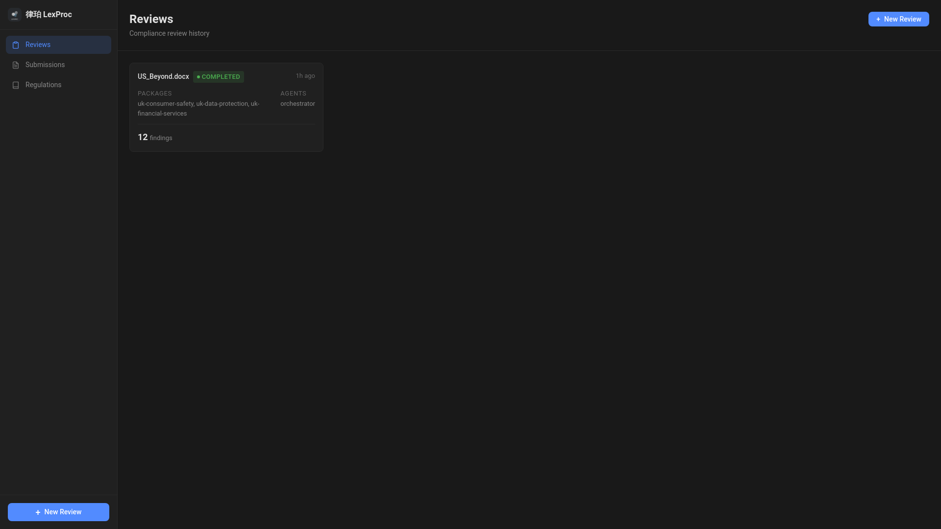 website screenshot of https://lexproc.pages.dev/