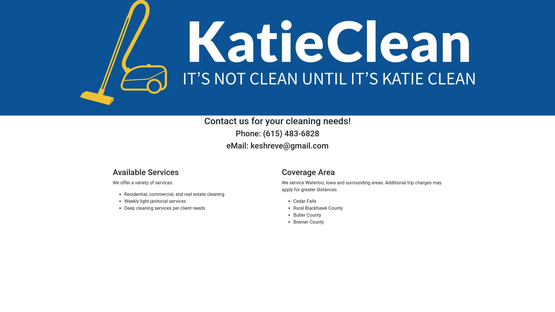 website screenshot of https://askforkatieclean.com/
