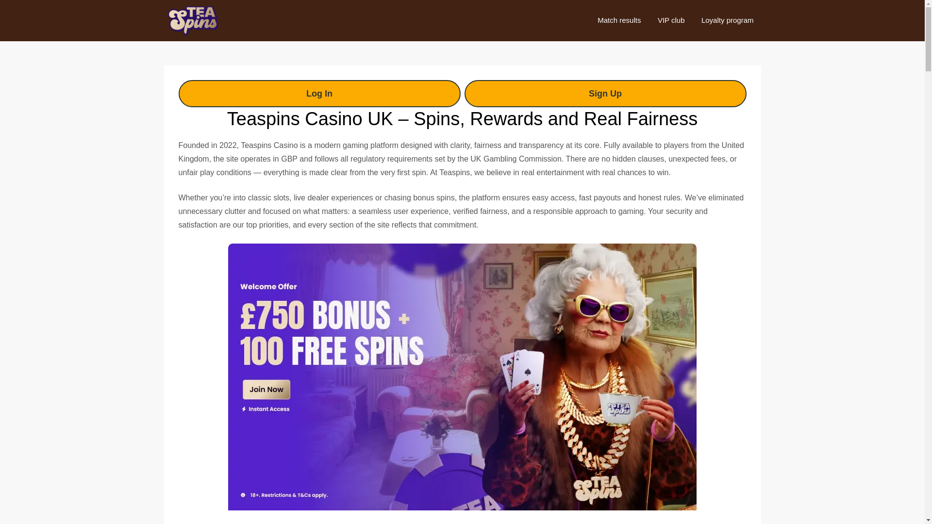 website screenshot of https://teaspins-casino.net/