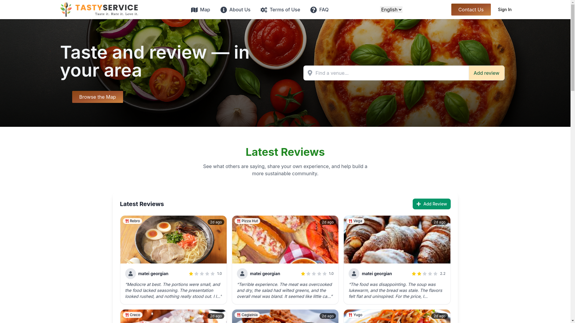 website screenshot of https://tastyservice.pl/