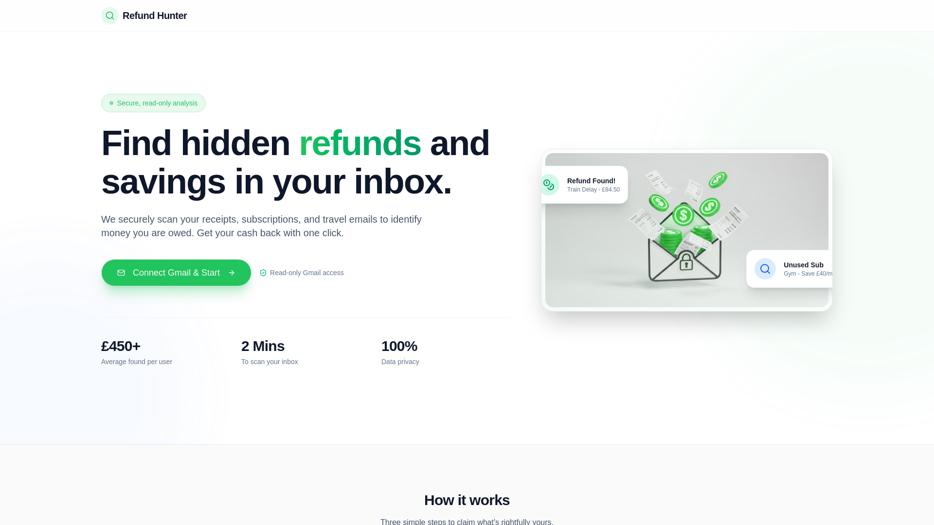 website screenshot of https://refundhunter.co.uk