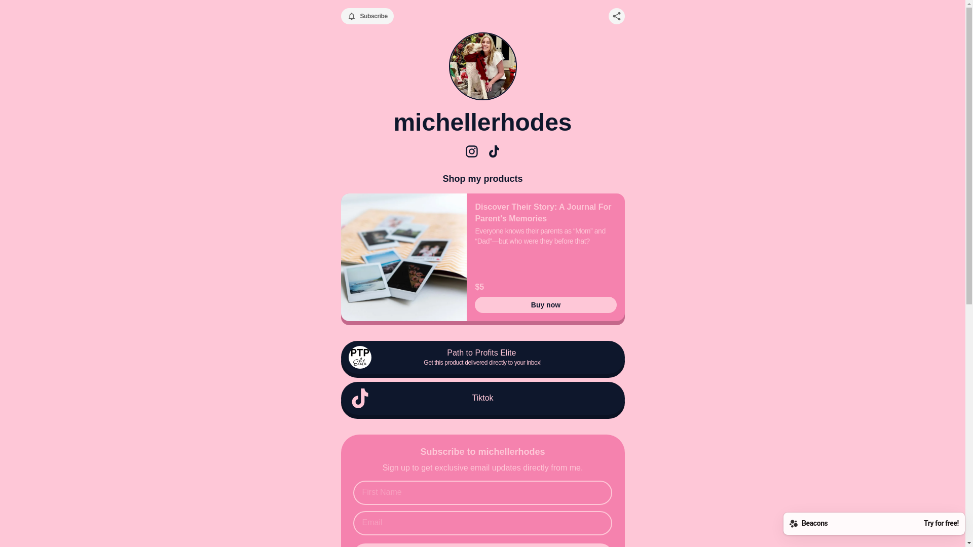 website screenshot of https://michellerhodes.store/