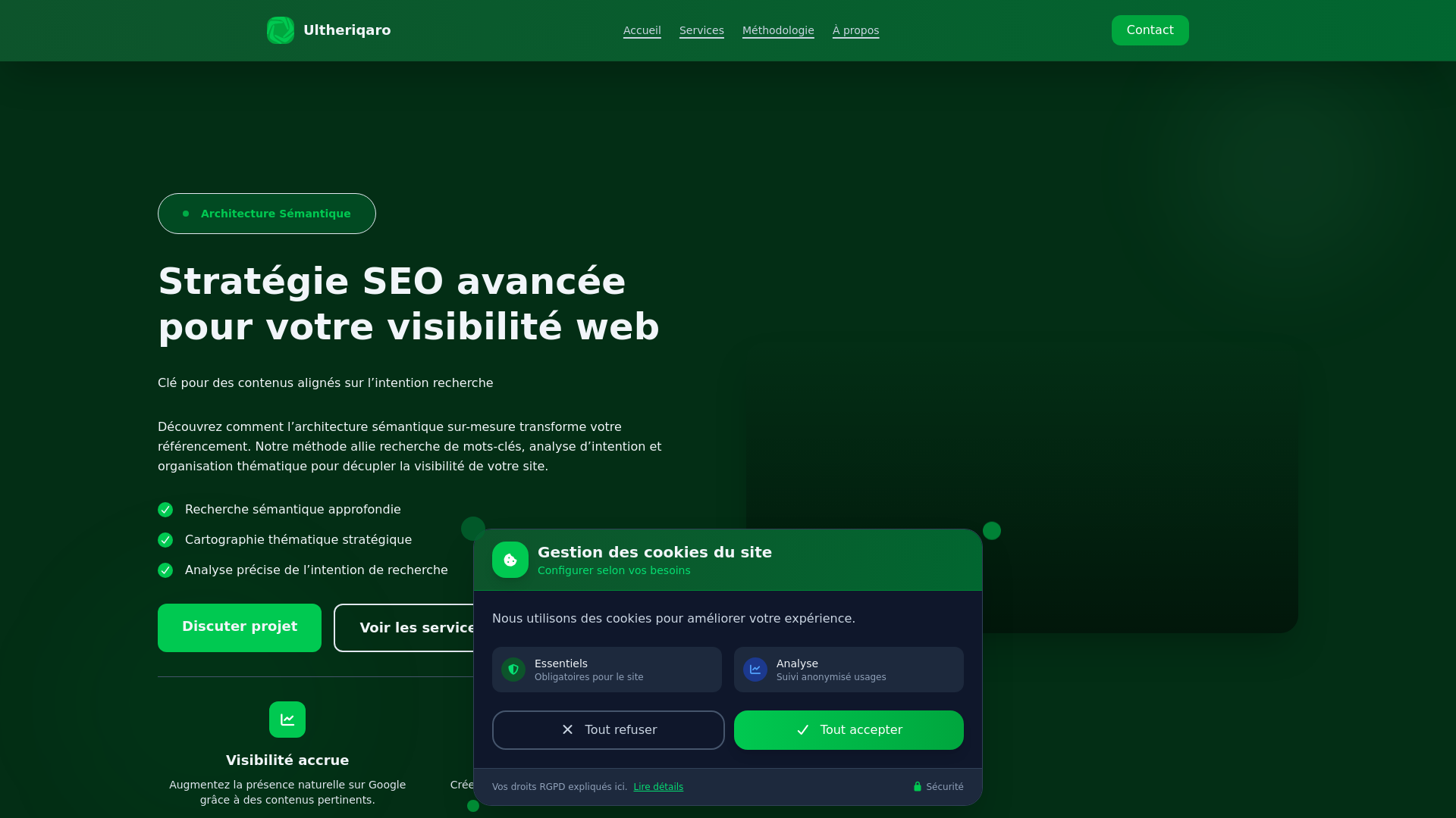 website screenshot of https://ultheriqaro.com/