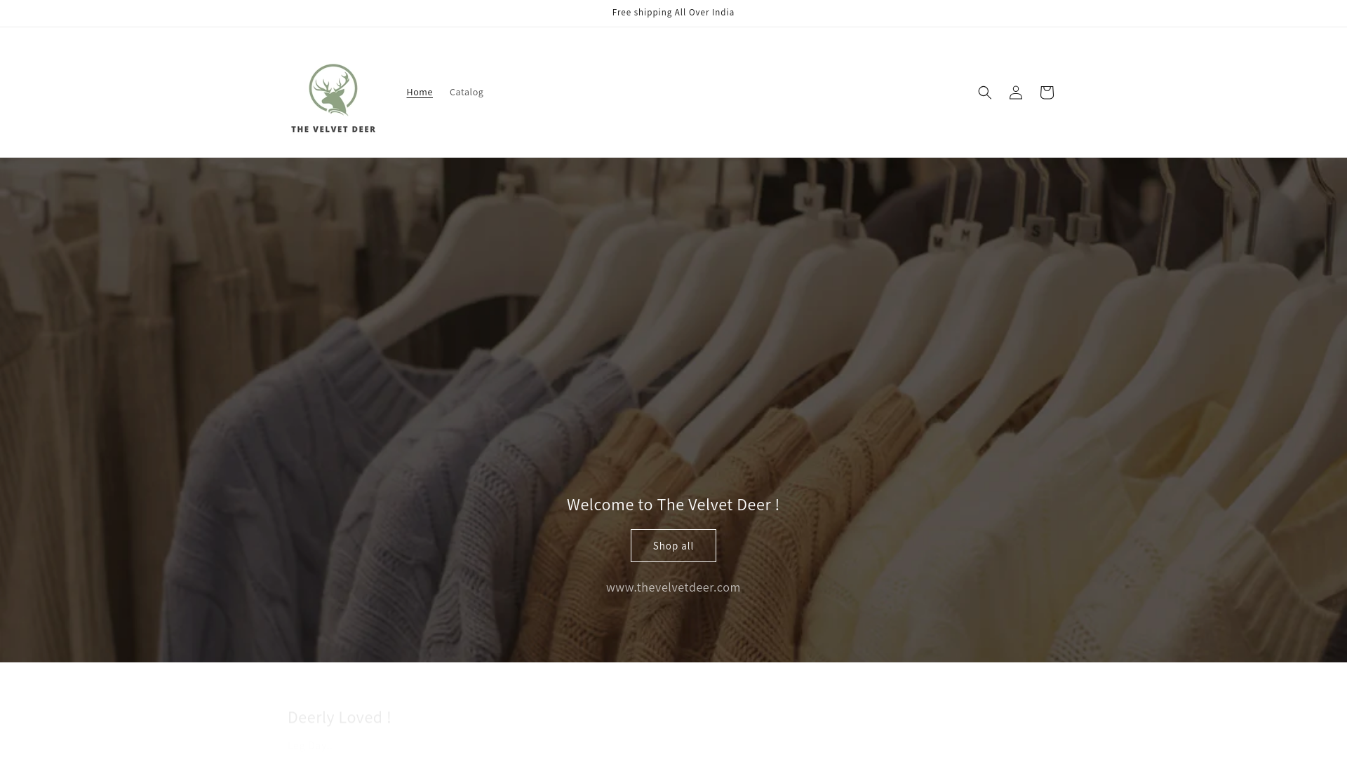 website screenshot of https://thevelvetdeer.com