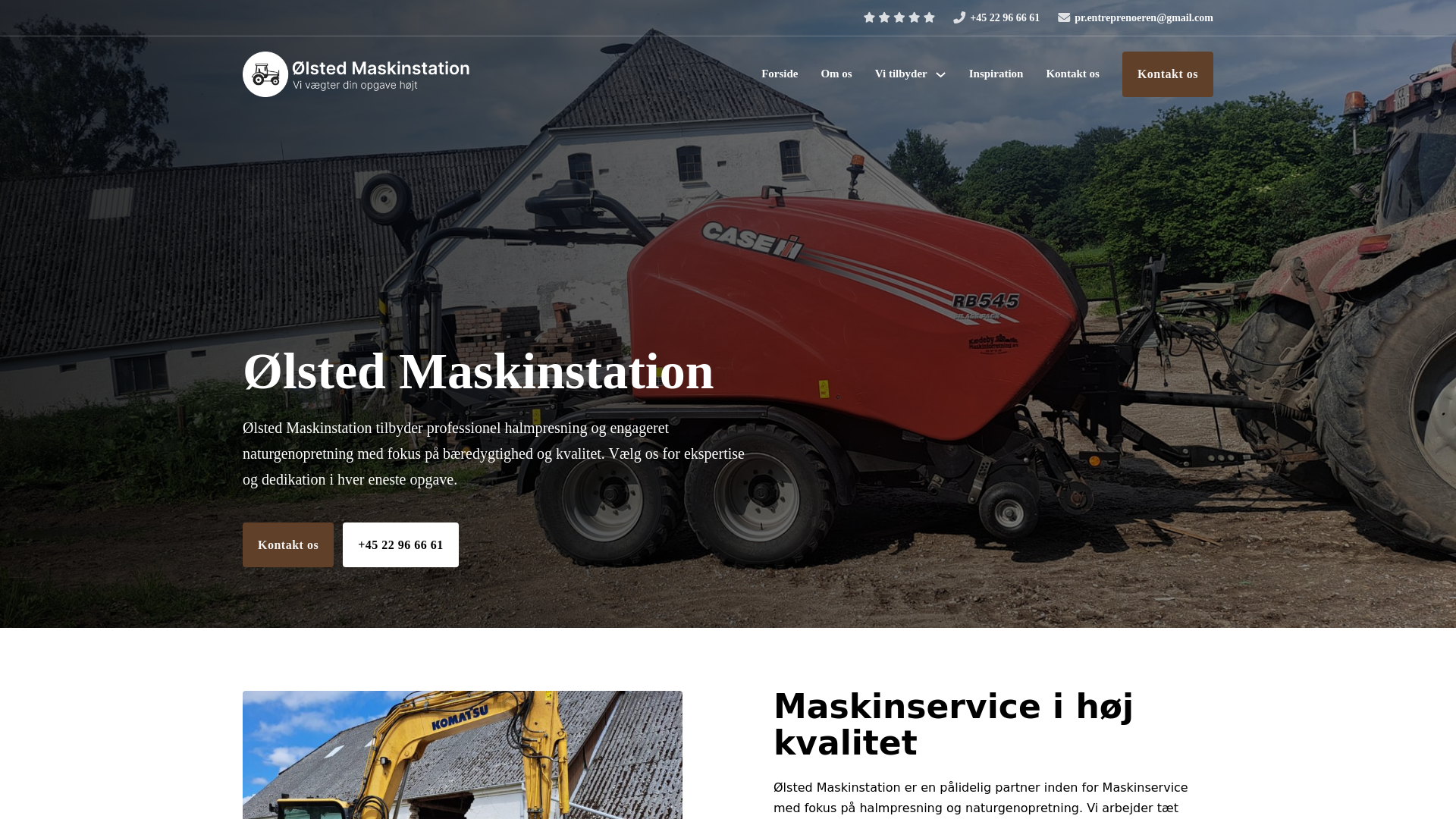 website screenshot of https://olstedmaskinstation.dk/