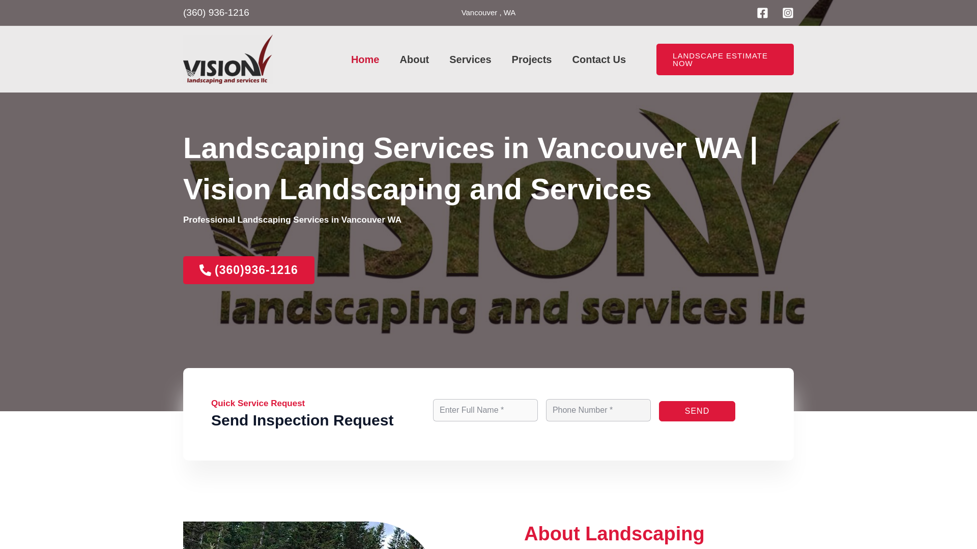 website screenshot of https://visionlandscapingwa.com/