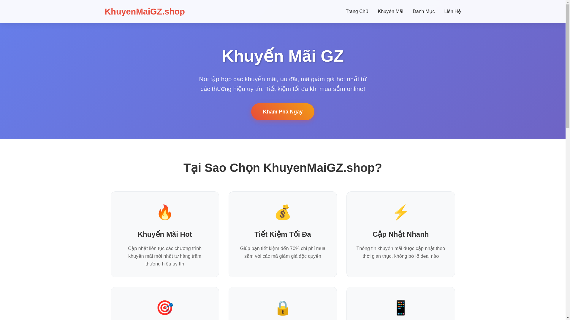 website screenshot of https://khuyenmaigzshop.pages.dev/