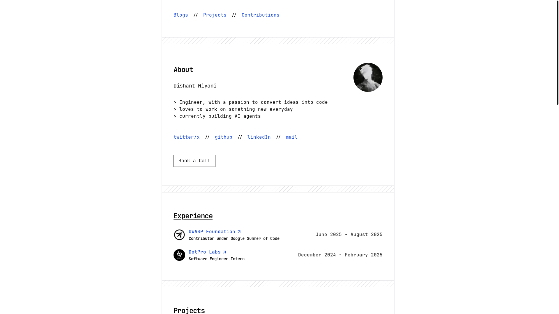 website screenshot of https://dishant.site/