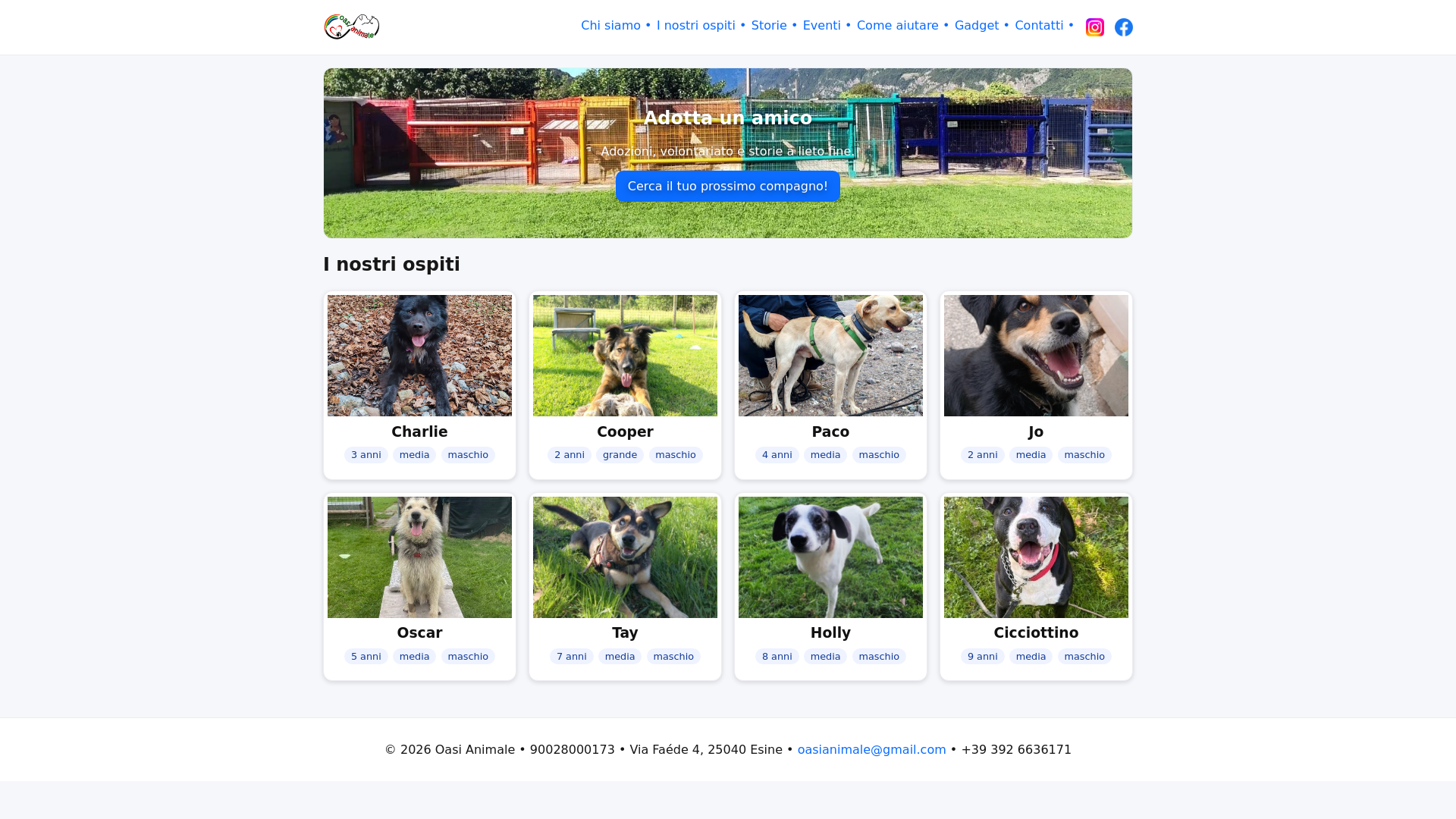 website screenshot of https://oasi-animale-hugo-completo.pages.dev/