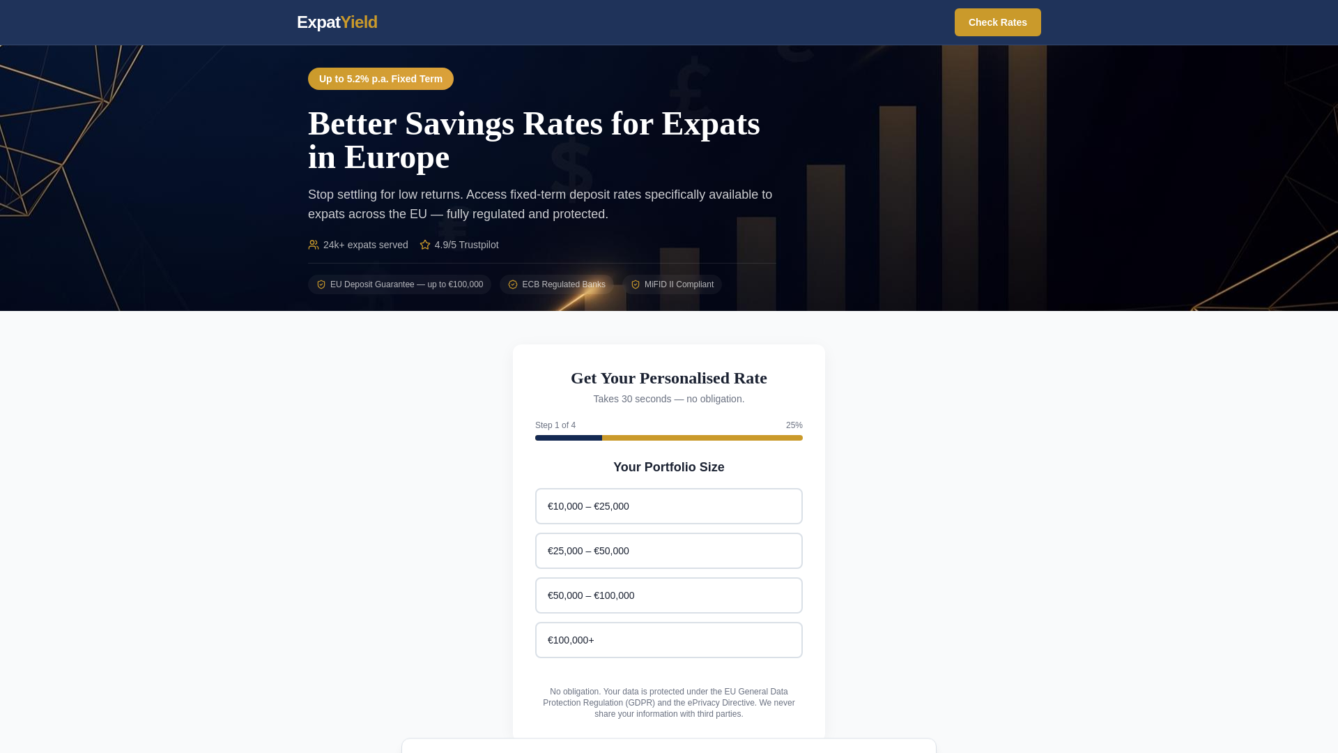 website screenshot of https://expatyield.eu/