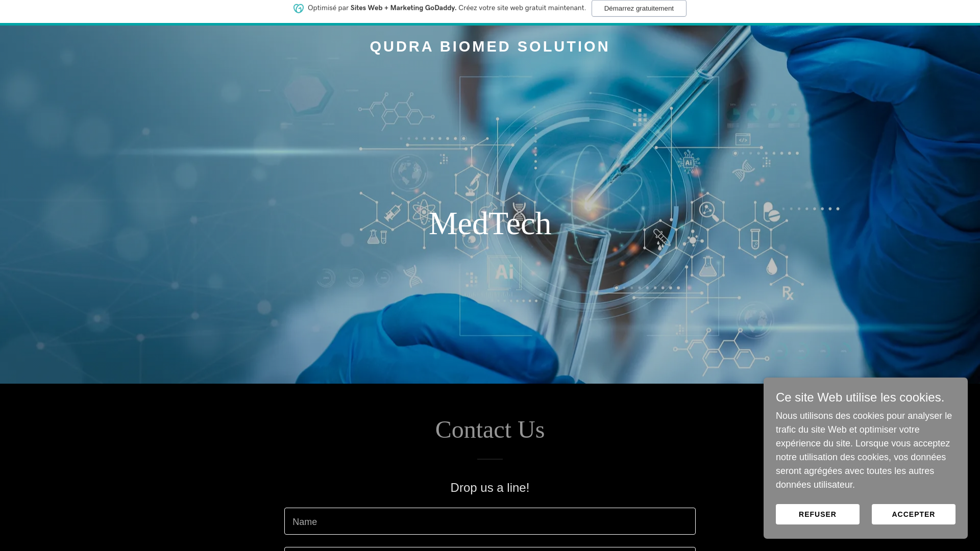 website screenshot of https://qudra-biomed.com/