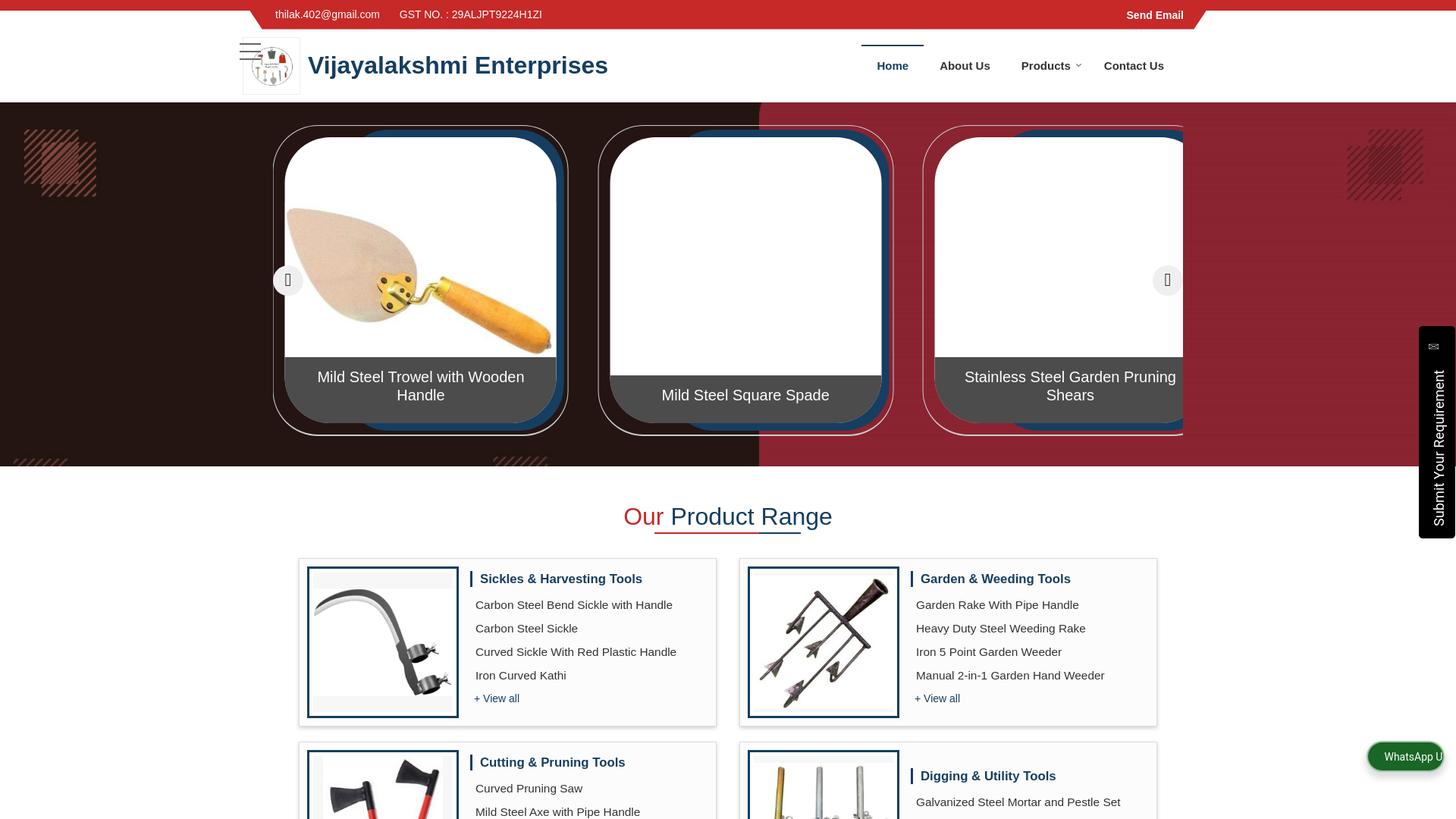 website screenshot of https://vijaya-lakshmienterprises.in/