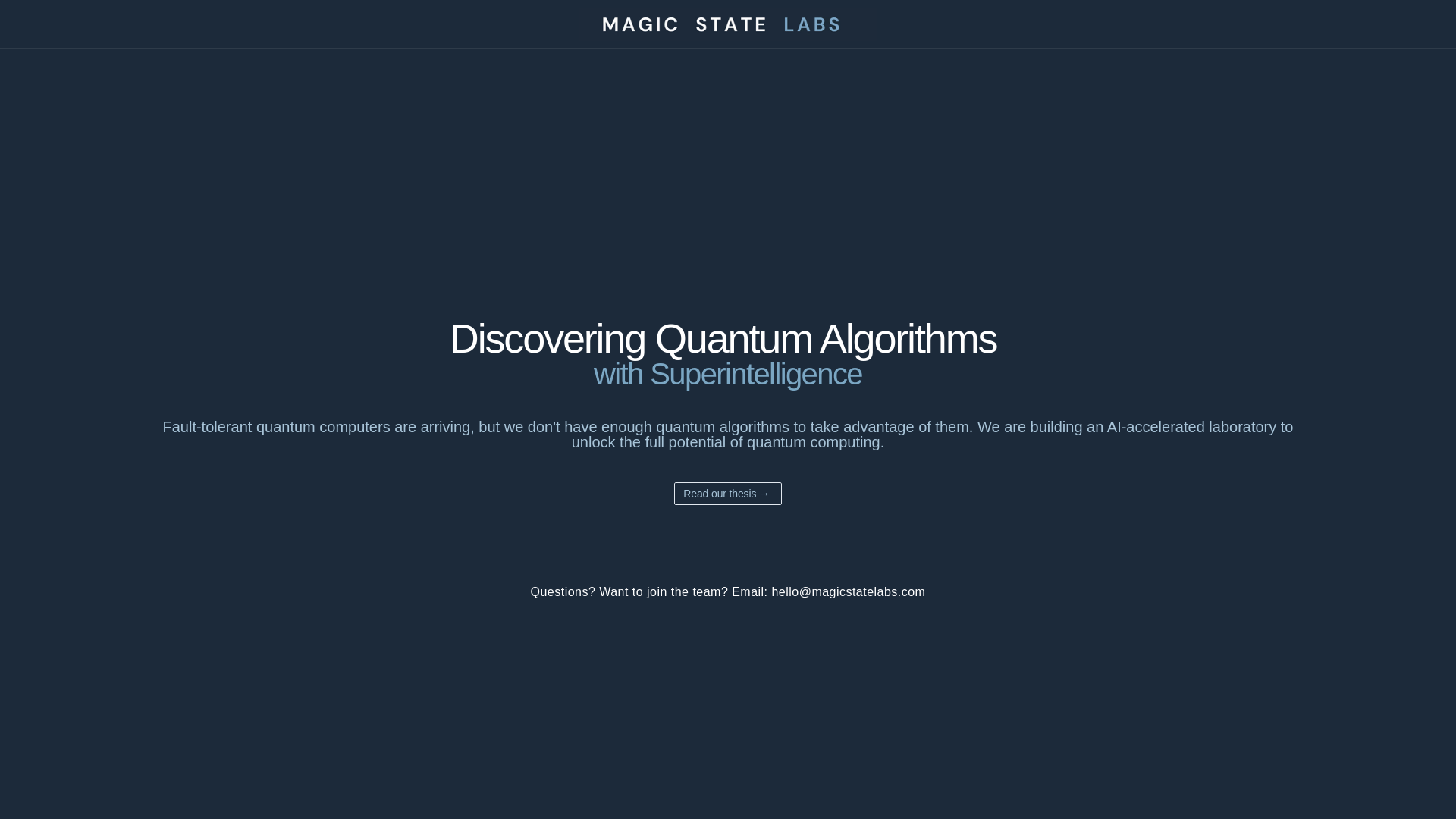 website screenshot of https://magicstatelabs.com/