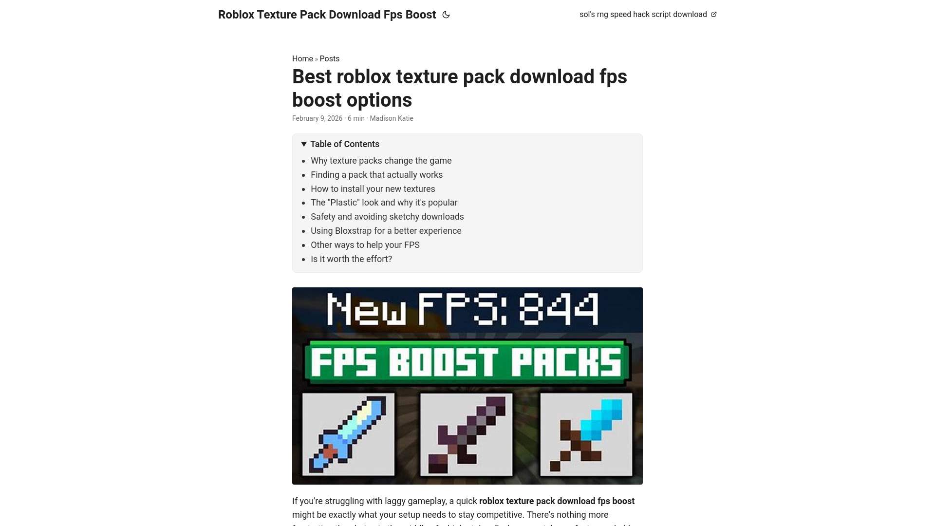 website screenshot of https://roblox-texture-pack-download-fps-boost.pages.dev/
