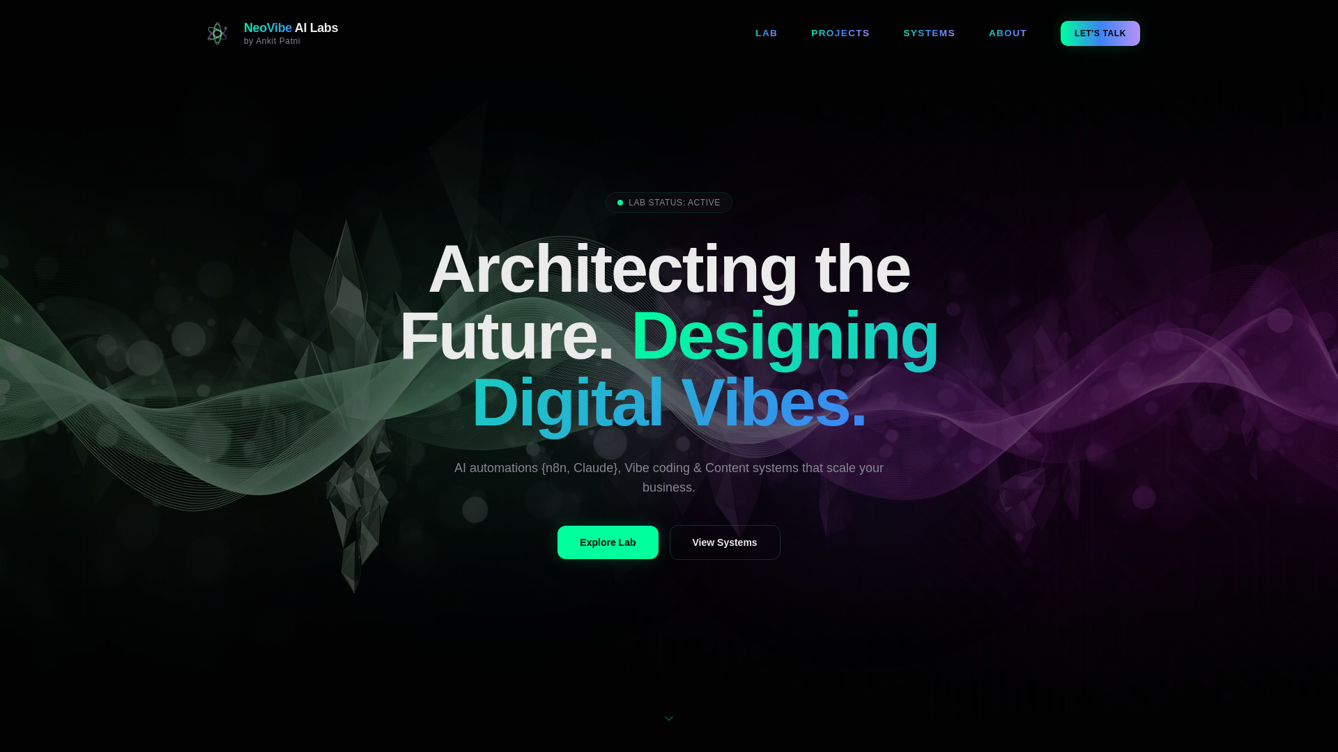 website screenshot of https://neovibeailabs.com/