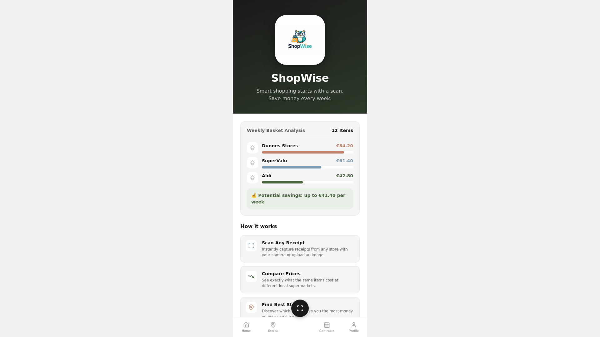 website screenshot of https://shopwiseapp.org/