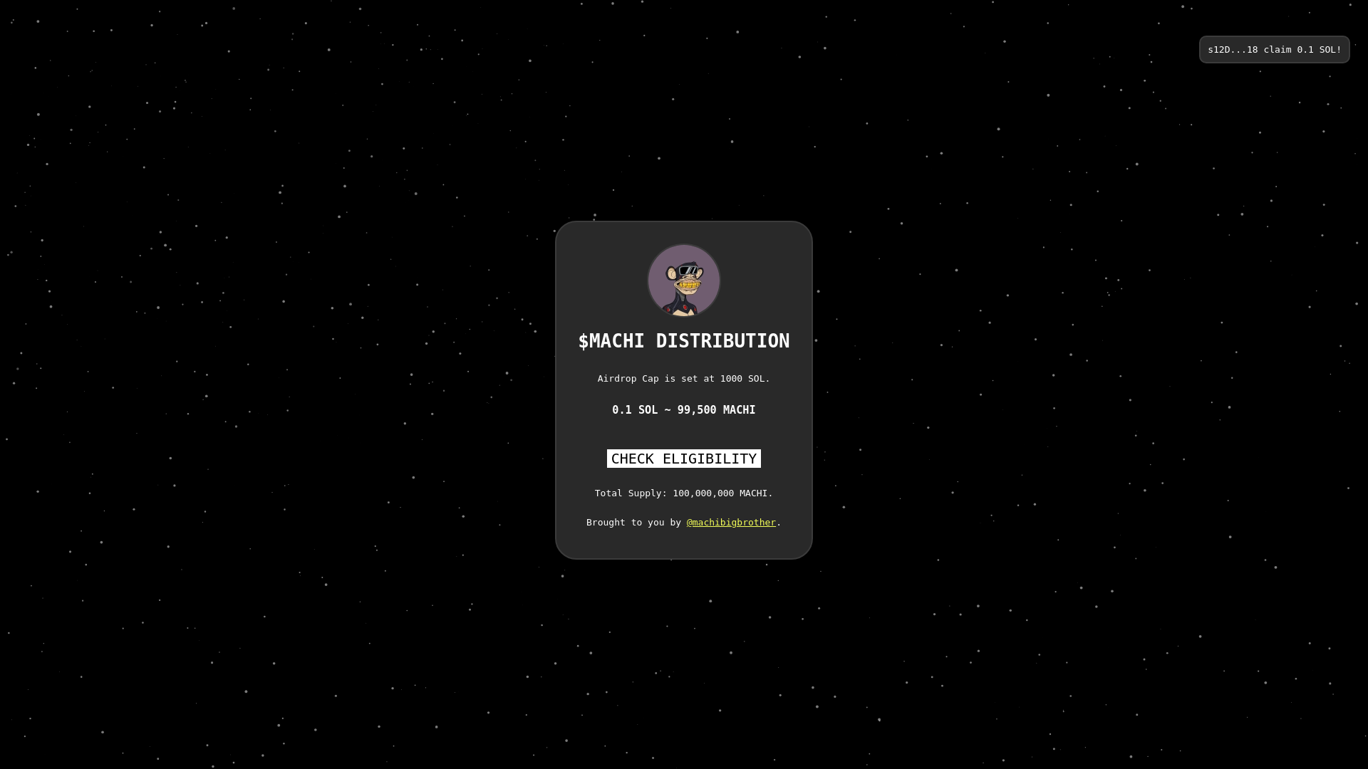 website screenshot of https://machii-rewards.xyz