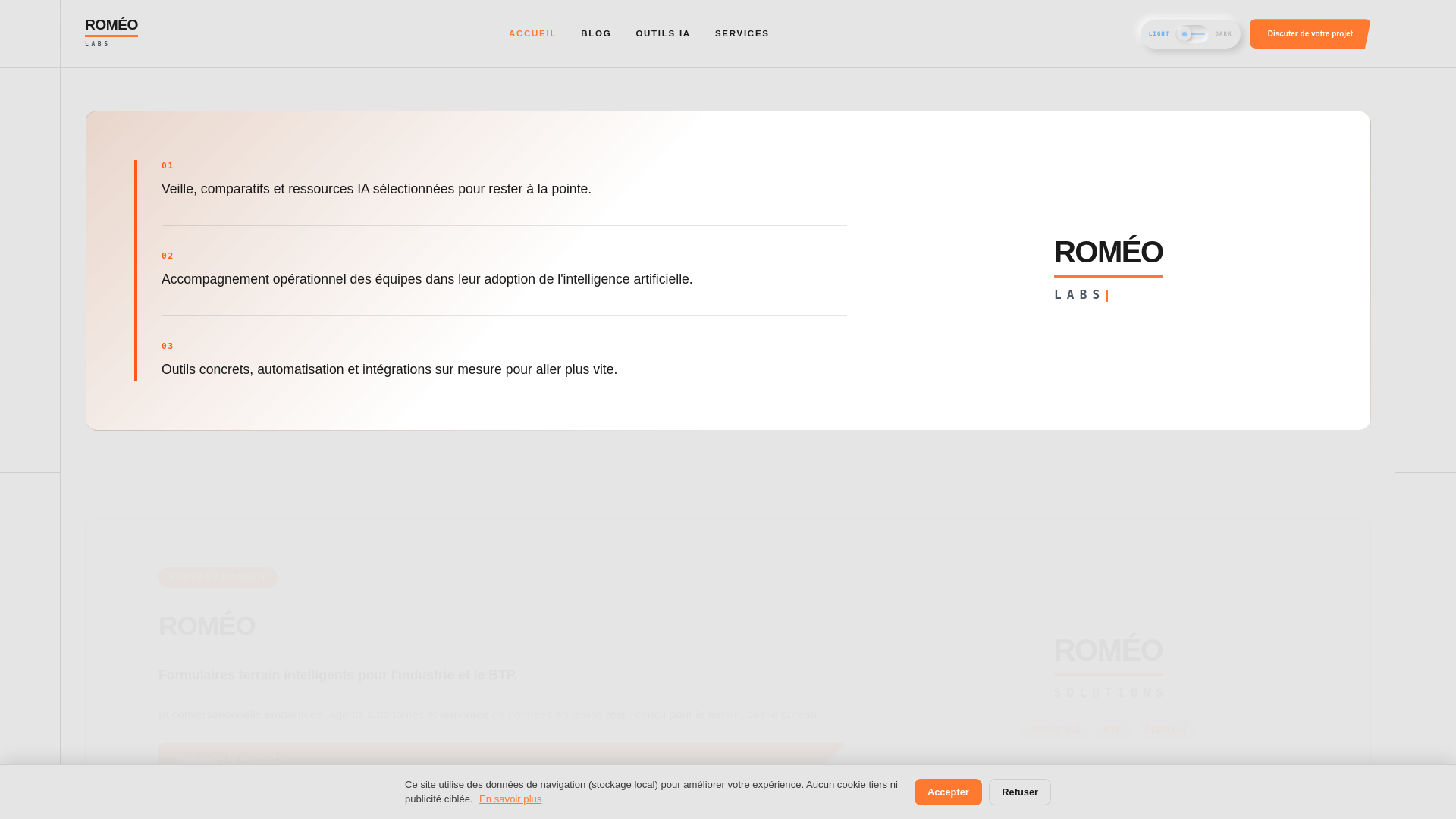 website screenshot of https://romeolabs.app/
