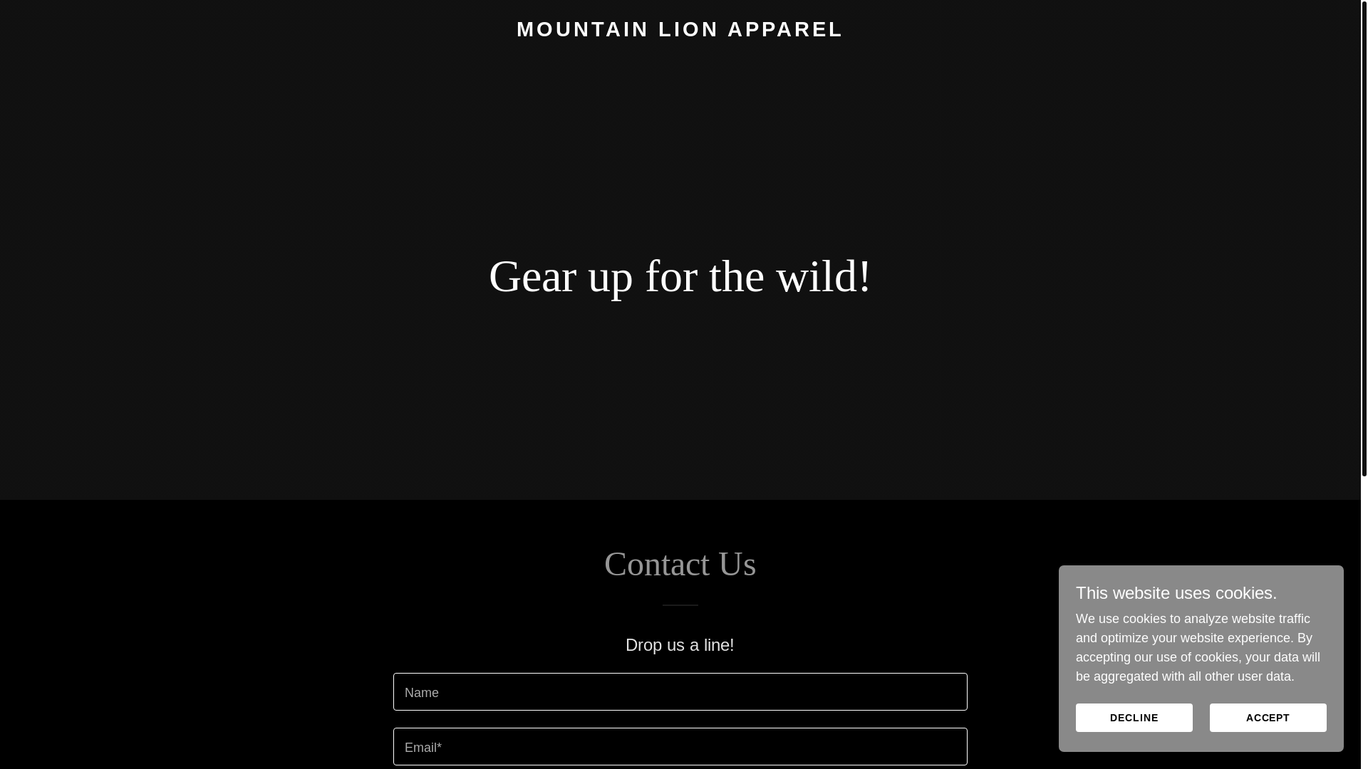 website screenshot of https://mountainlionapparel.co.uk/