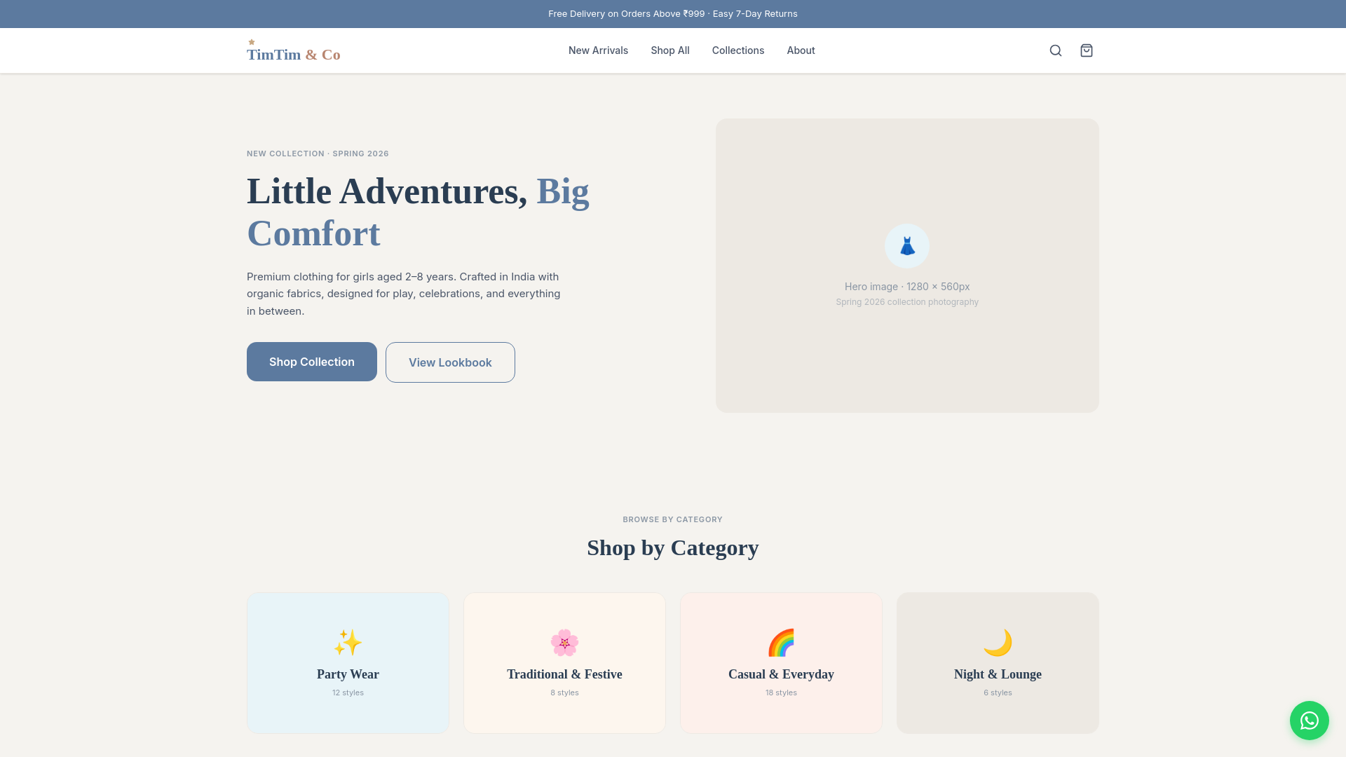 website screenshot of https://timtimandco.com/