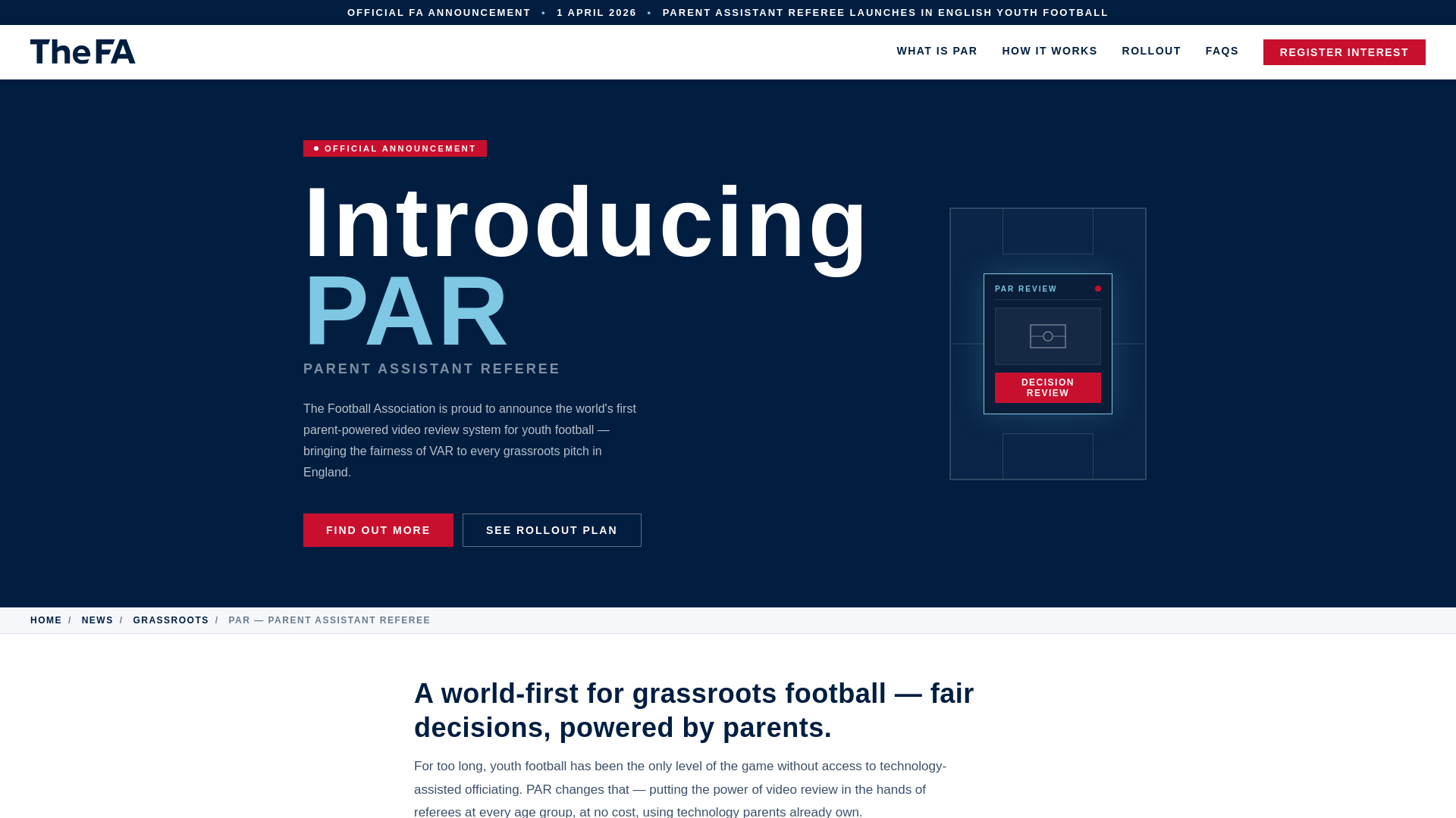 website screenshot of https://par-thefa.com/