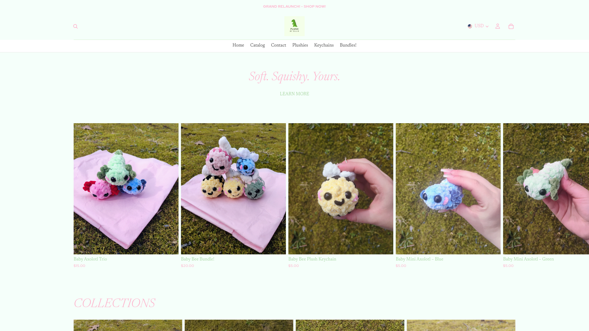 website screenshot of https://plushbyellie.com/