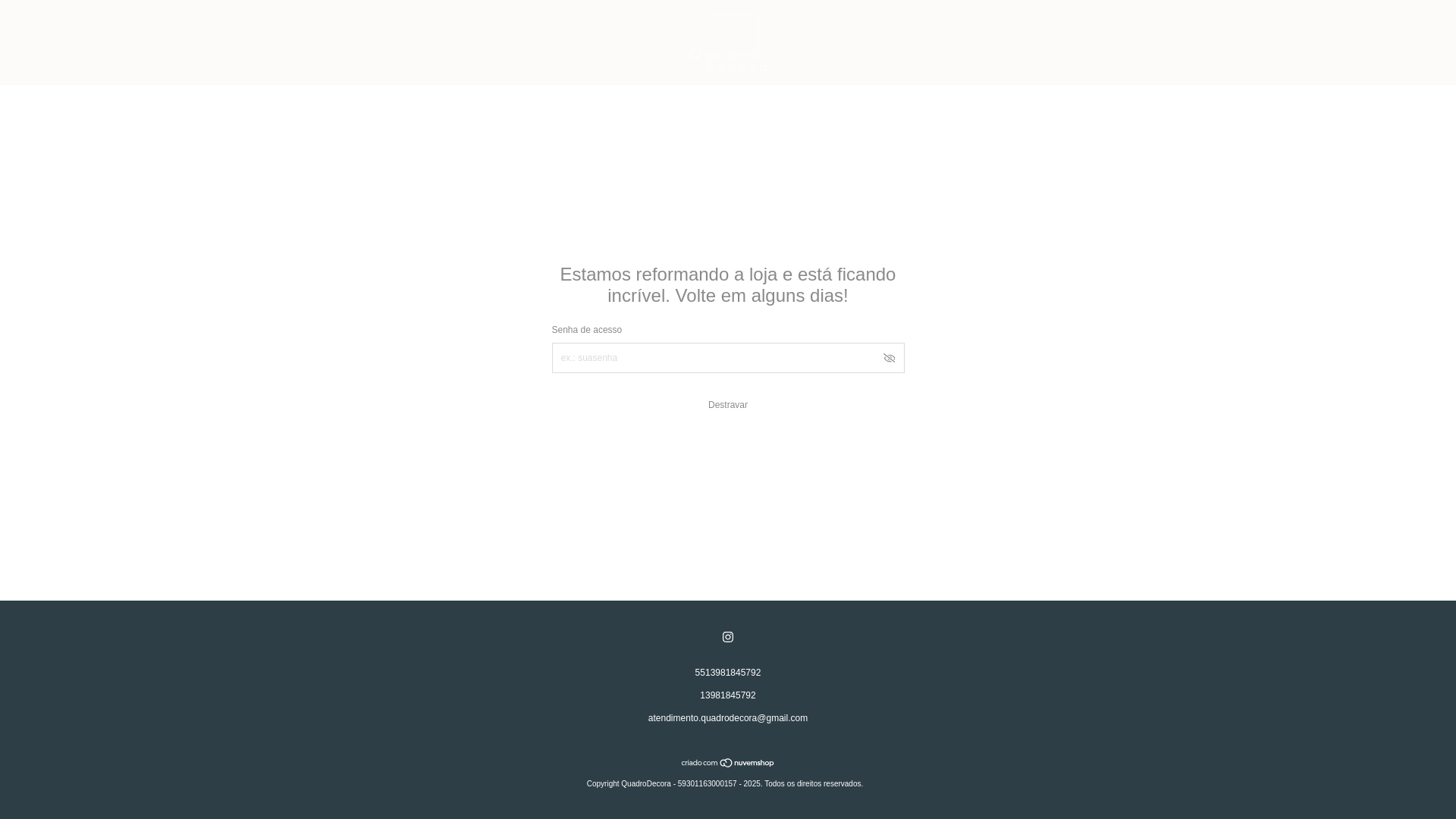 website screenshot of https://lojaquadrodecora.com.br/