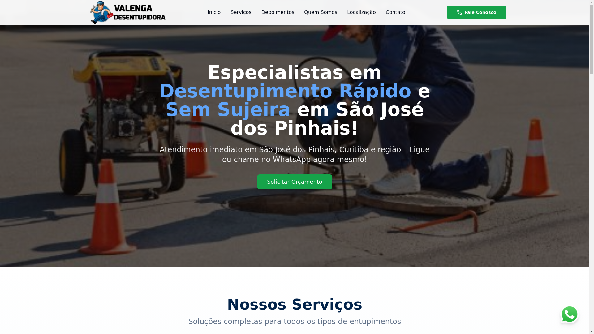 website screenshot of https://desentupidoravalenga.com.br/