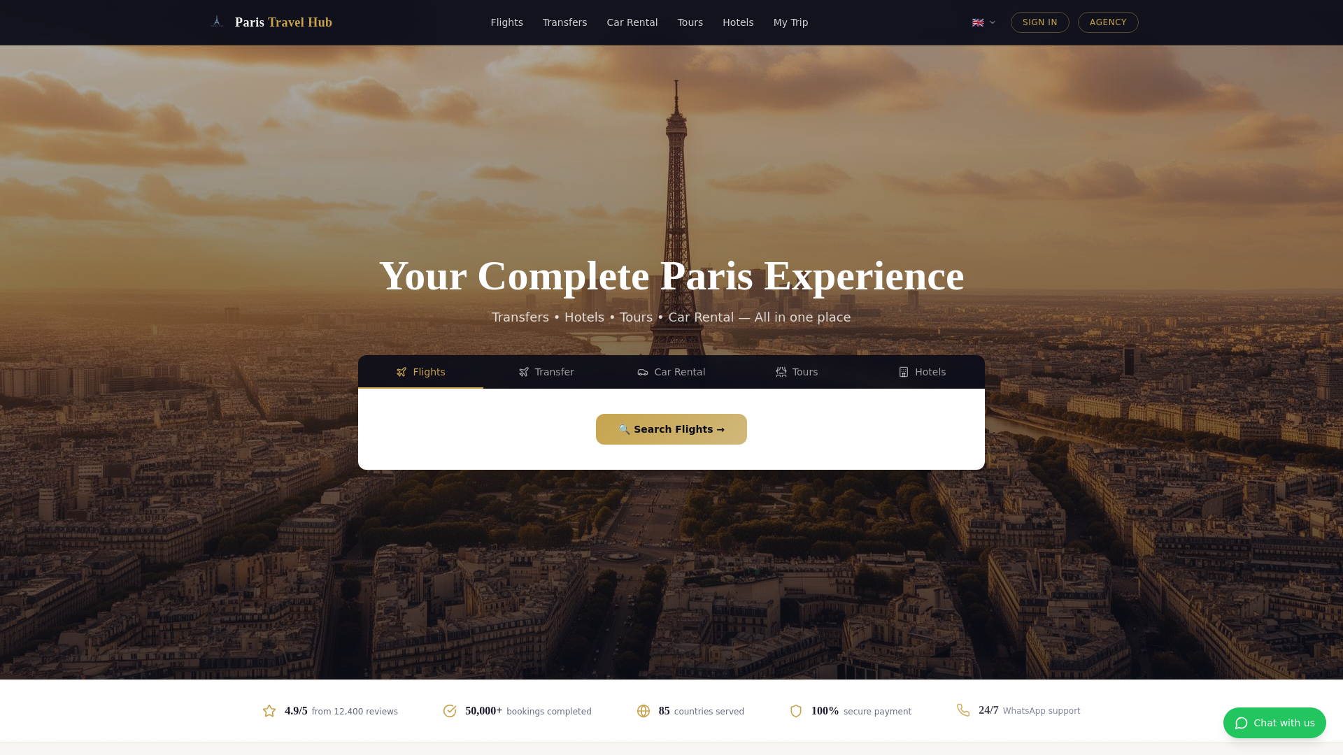 website screenshot of https://paristravelhub.com/